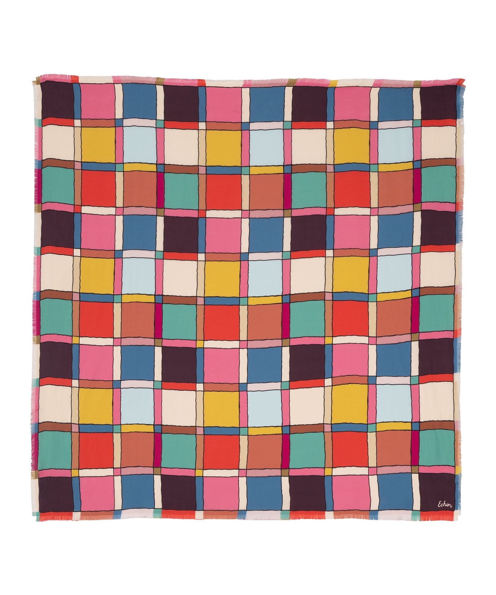 Windowpane 35" Silk Square Scarf in color multi