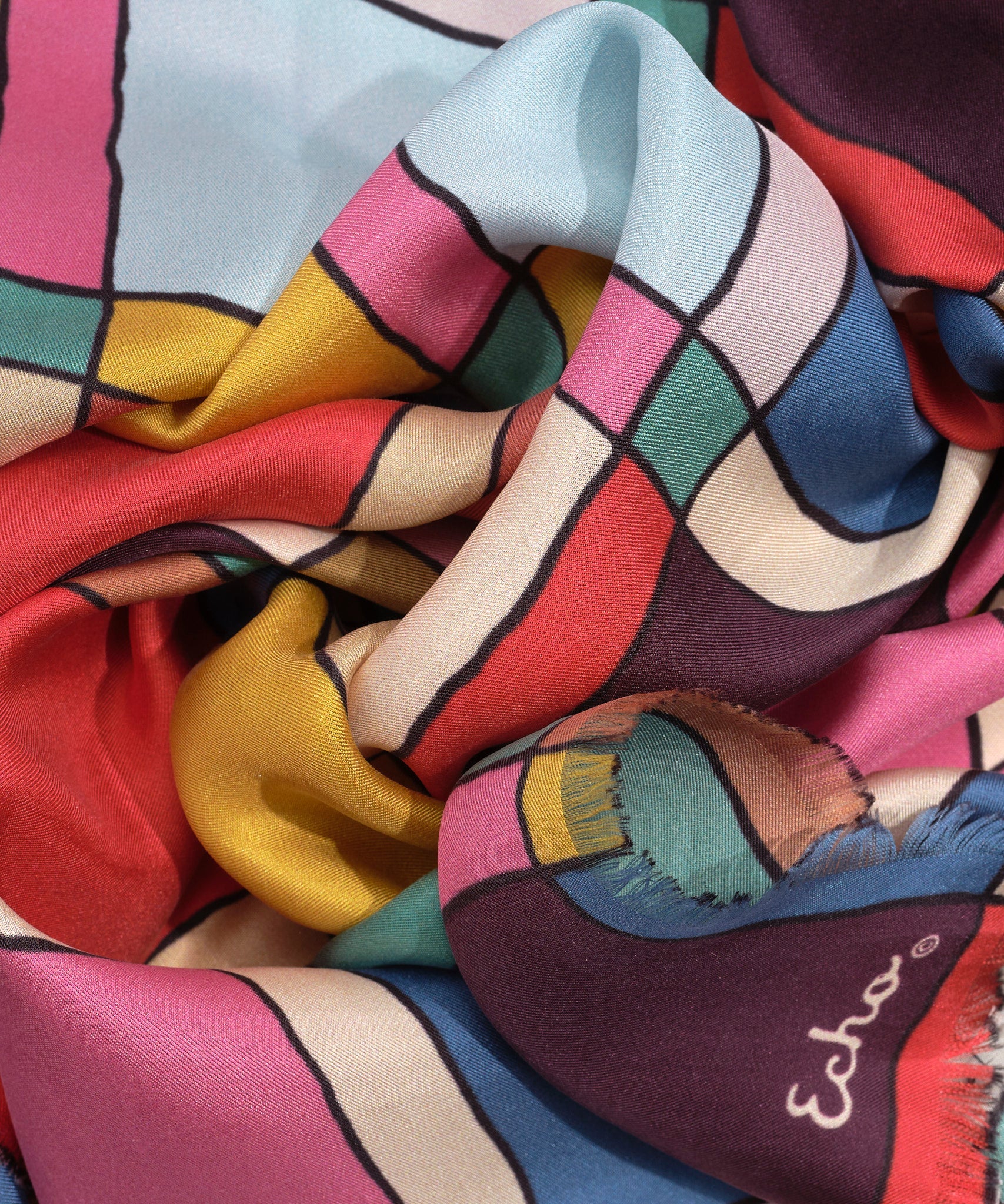 Windowpane 35" Silk Square Scarf