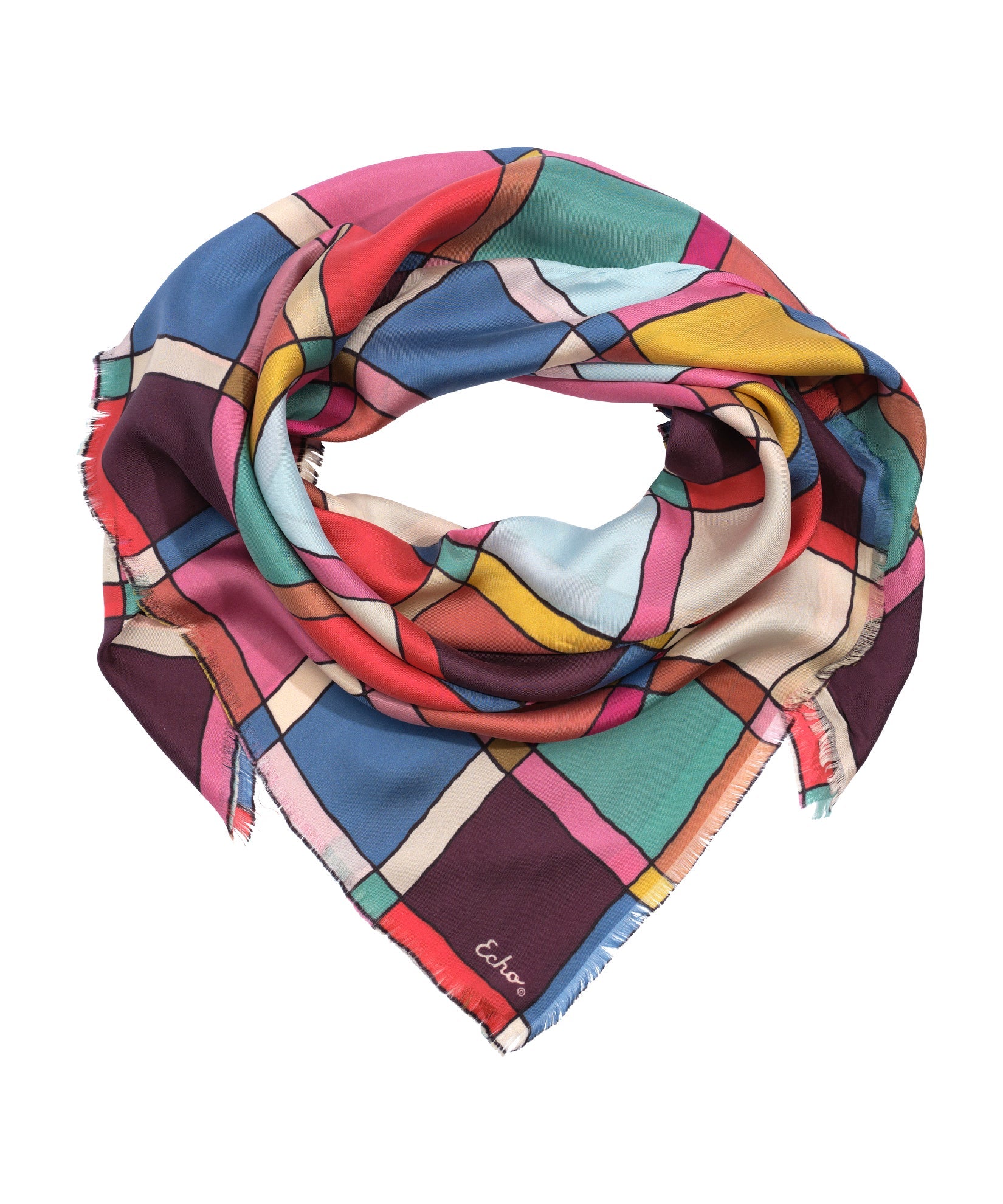 Windowpane 35" Silk Square Scarf