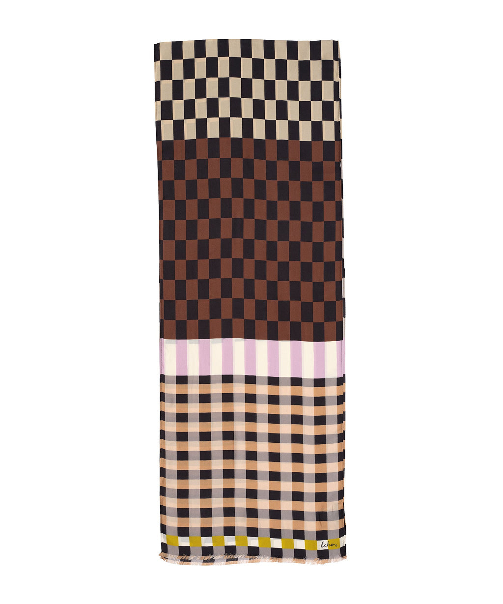 Checks Checks Silk Oblong Scarf