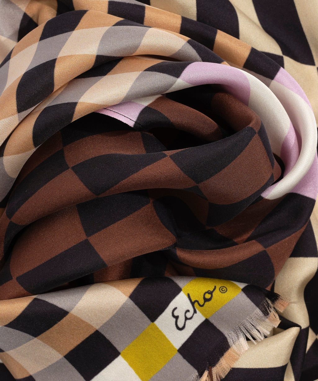 Checks Checks Silk Oblong Scarf