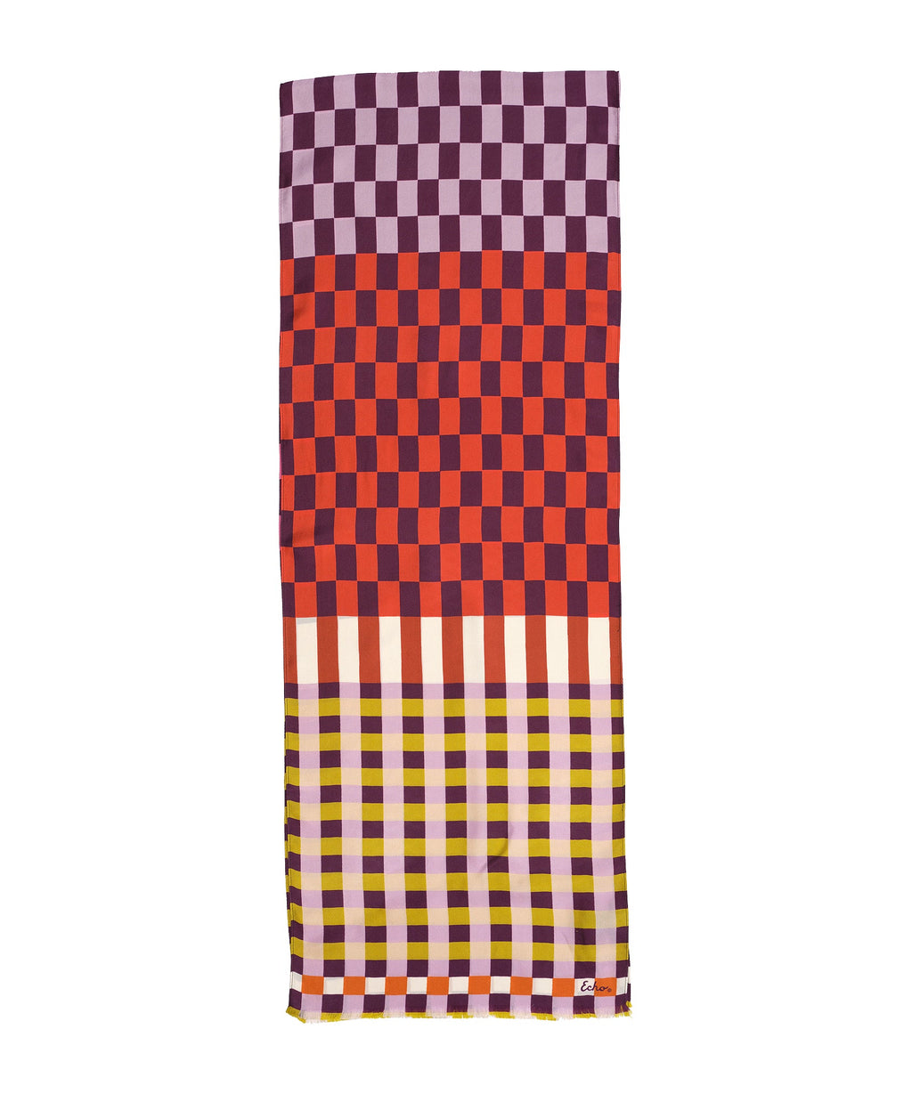 Checks Checks Silk Oblong Scarf