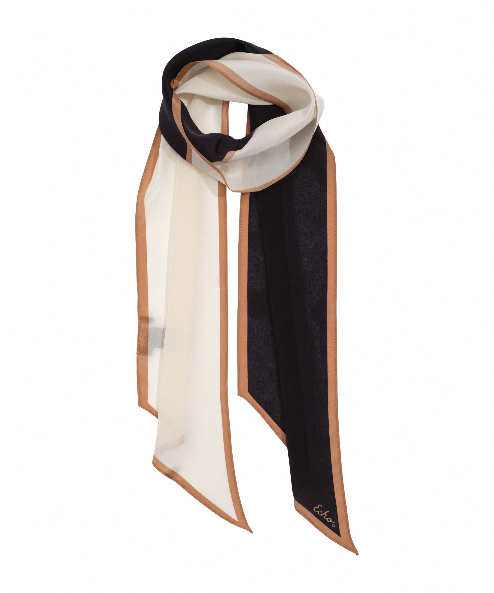 Colorblock Silk Bias Scarf in color black