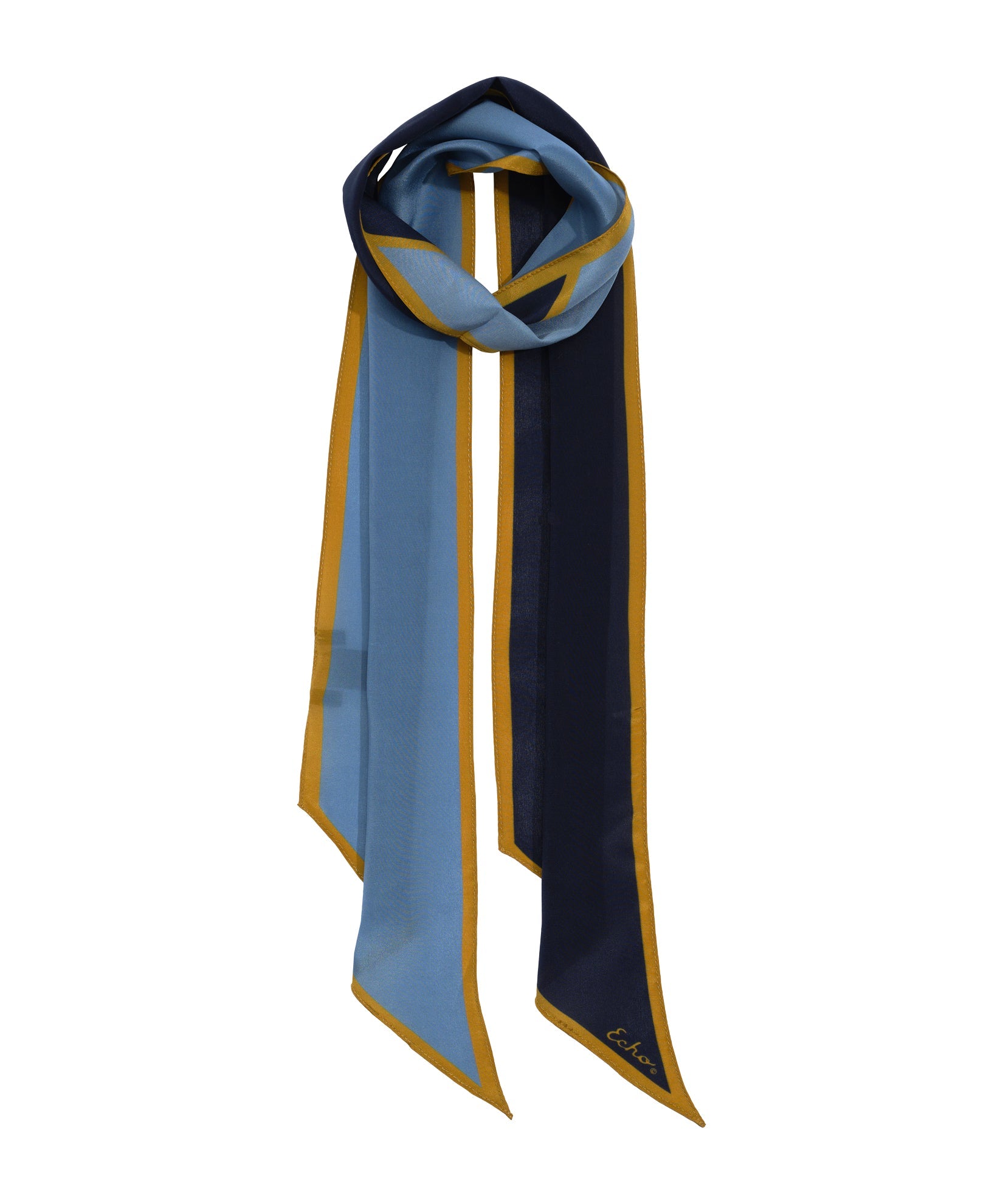Colorblock Silk Bias Scarf in color navy