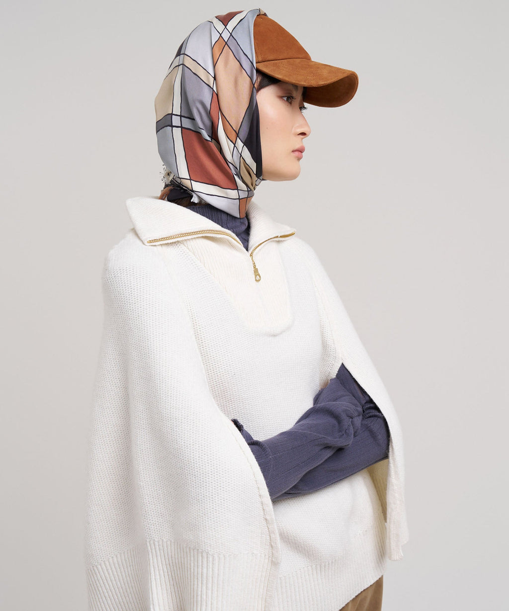 Windowpane 35" Silk Square Scarf