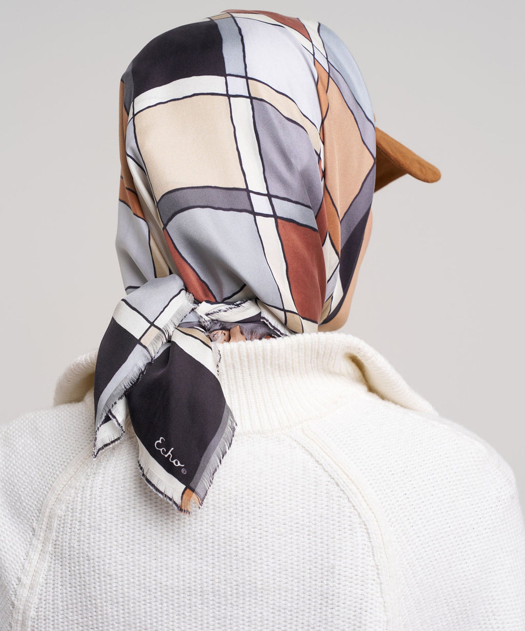 Windowpane 35" Silk Square Scarf