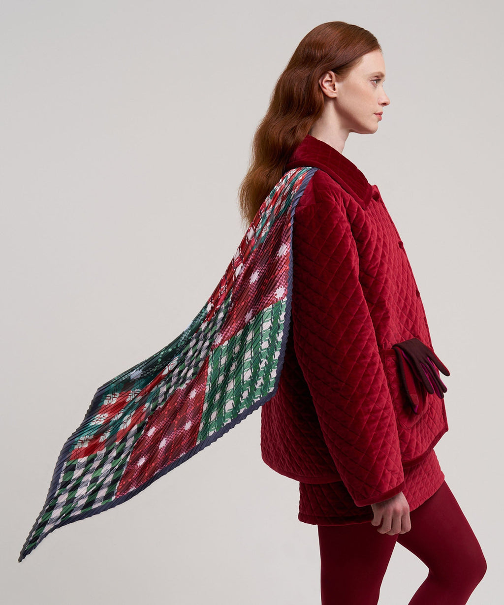 Patch Plaid Pleated Diamond