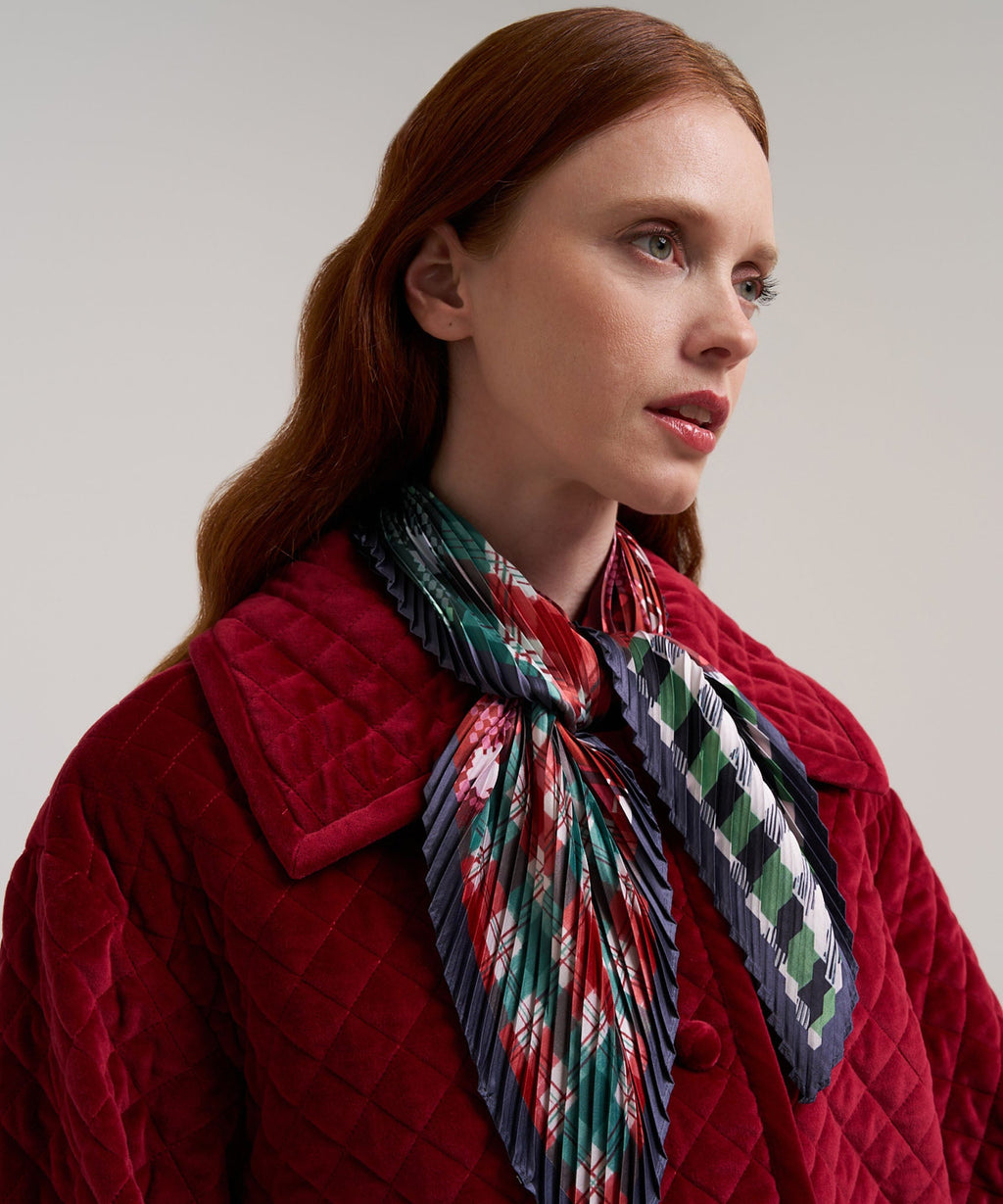 Patch Plaid Pleated Diamond