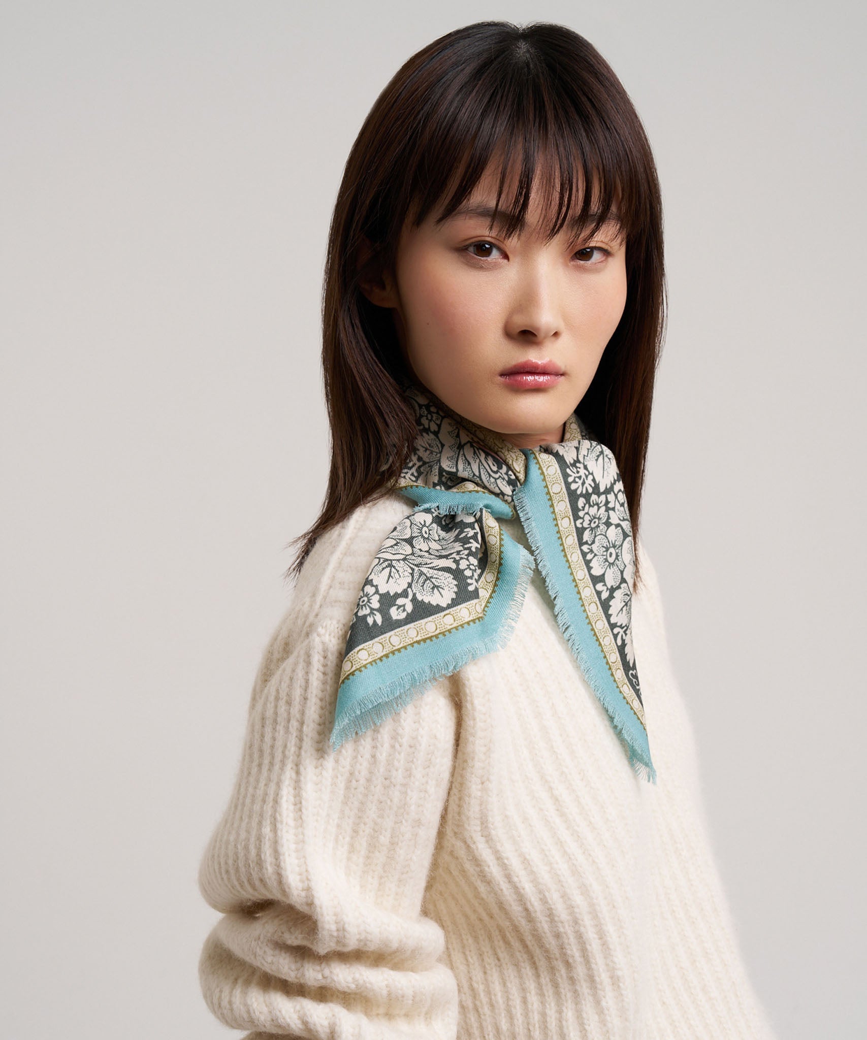 Vintage Floral Dot Wool Bandana