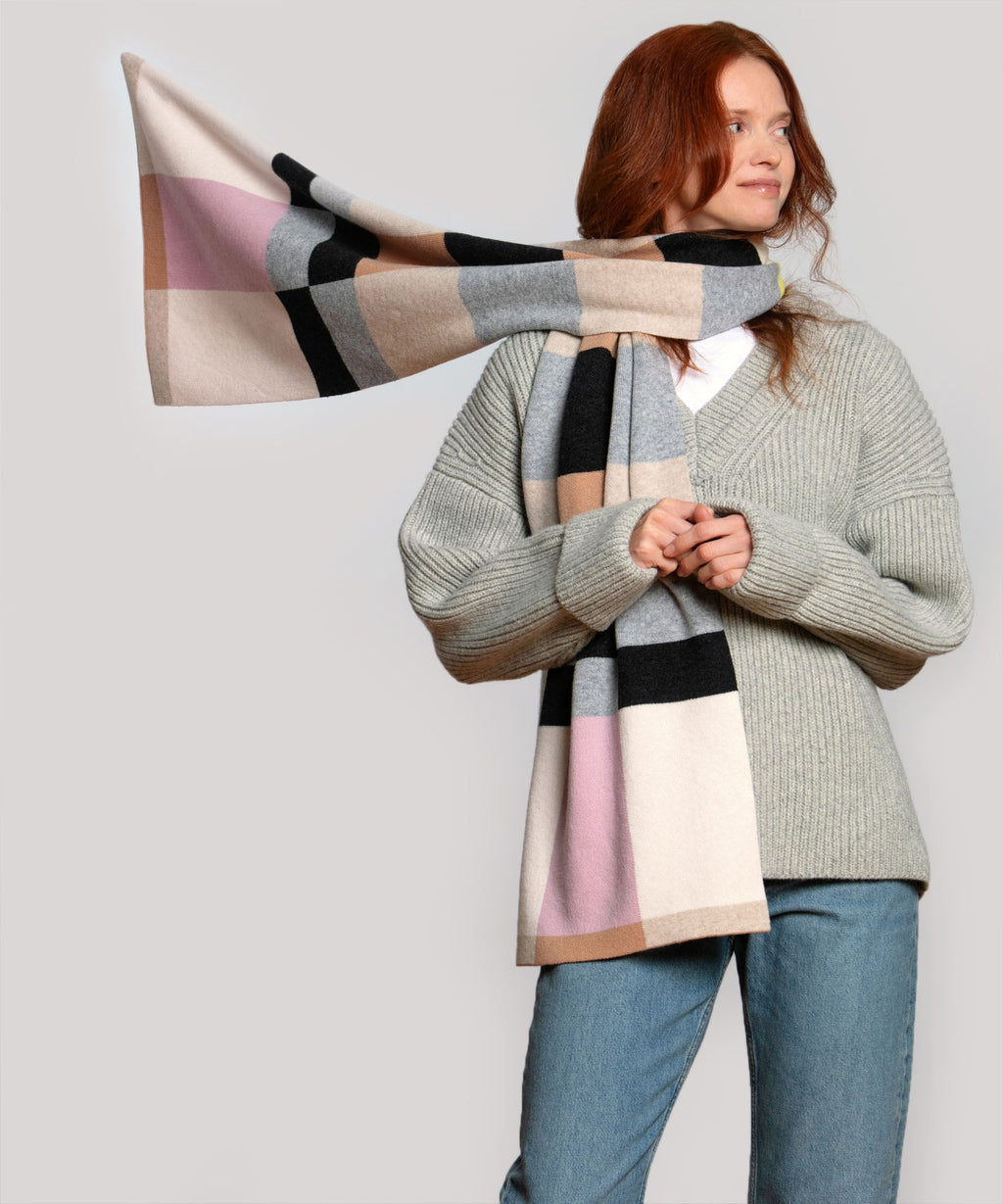 Merino Wool Geo Jacquard Scarf