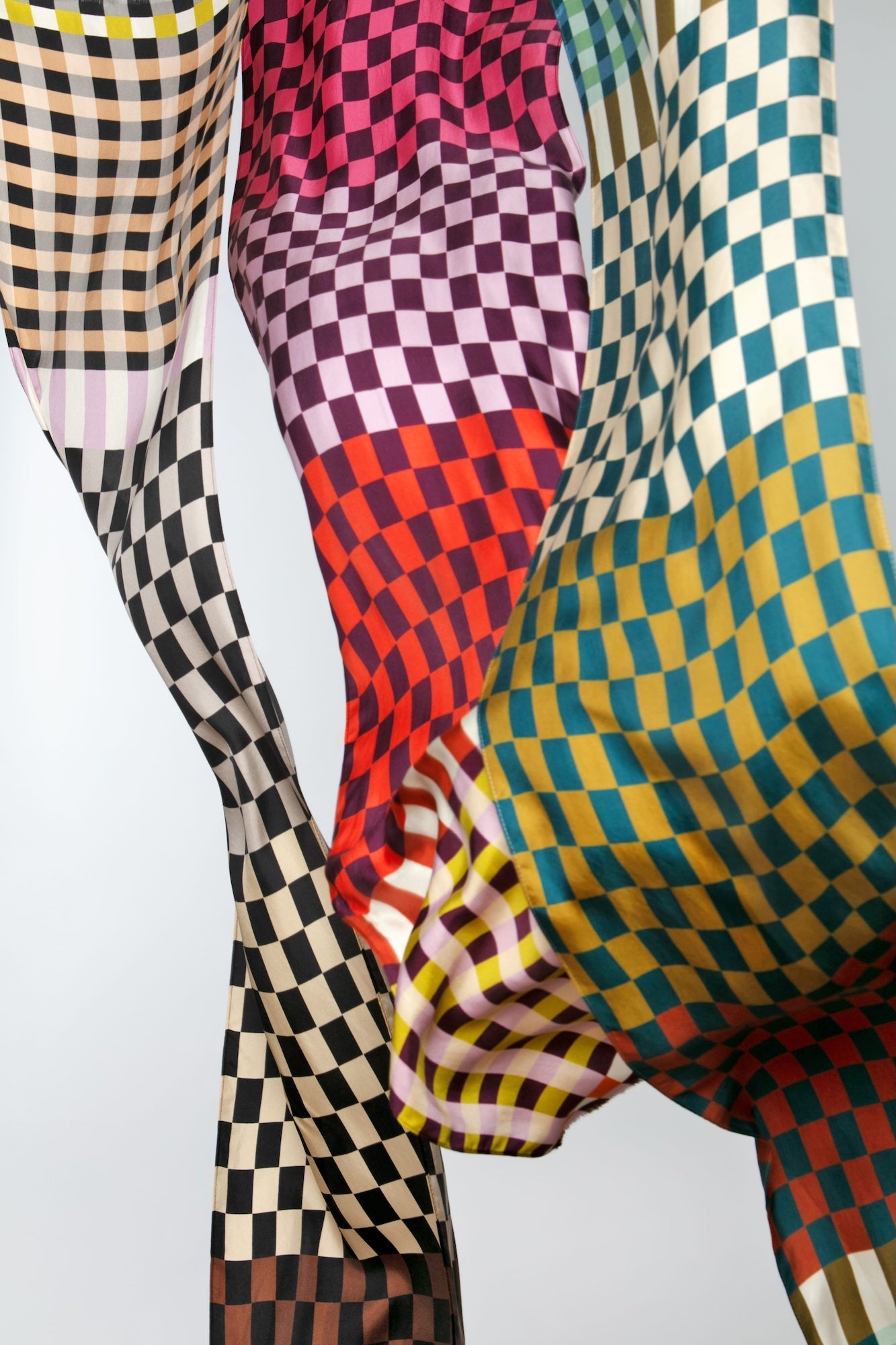 Checks Checks Silk Oblong Scarf