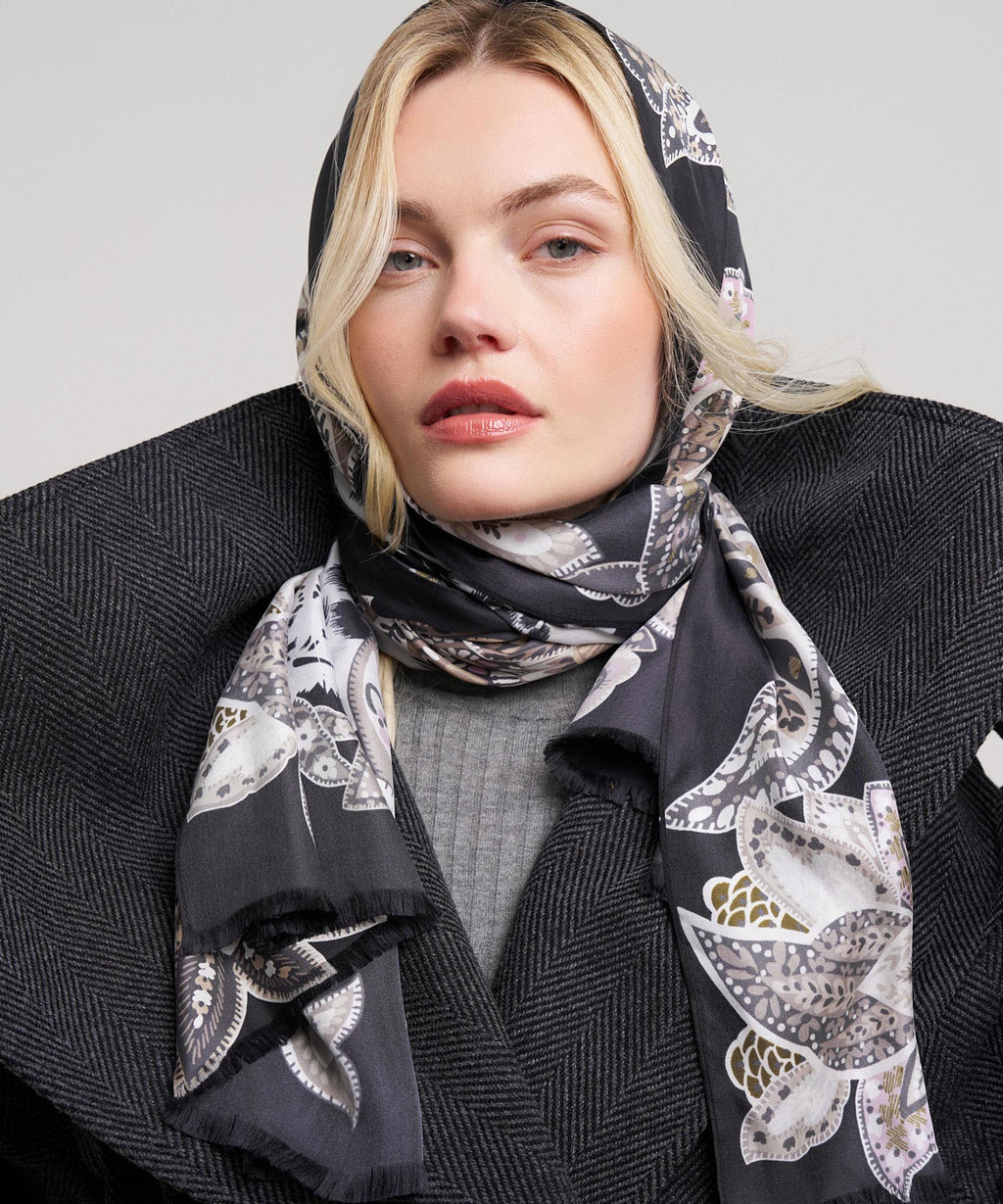 Snow Leopard Silk Wrap