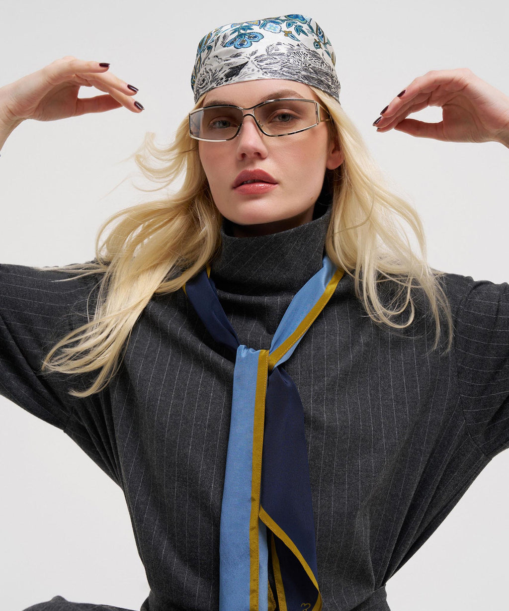 Colorblock Silk Bias Scarf