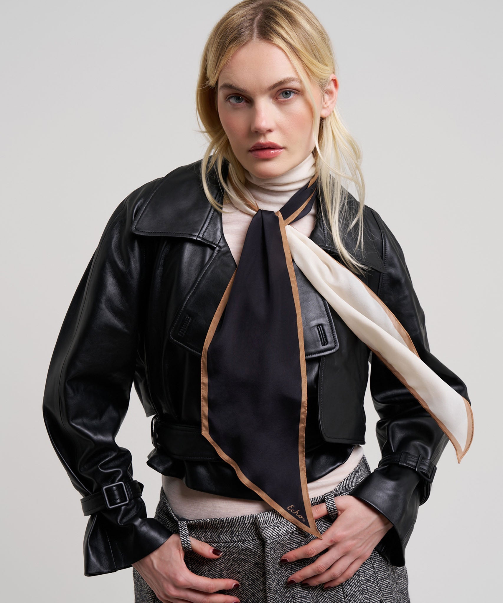 Colorblock Silk Bias Scarf