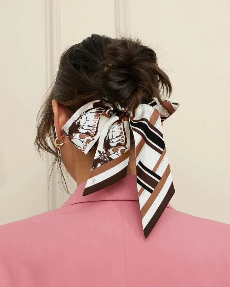 Lost Pattern x Leatherology Silk Twill Skinny Scarf - Neutral