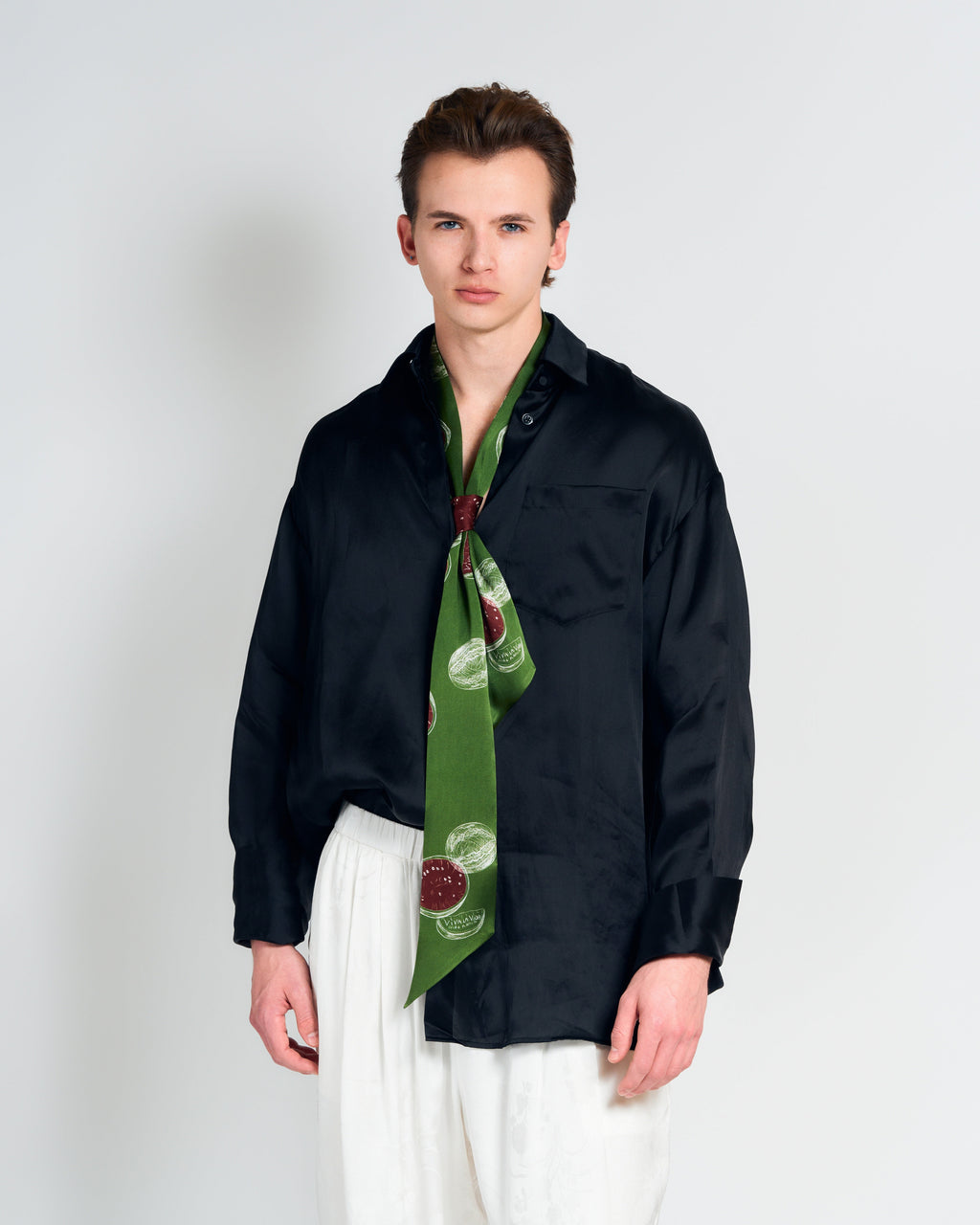 “Viva la Vida” Silk Neck Bow - Olive Green