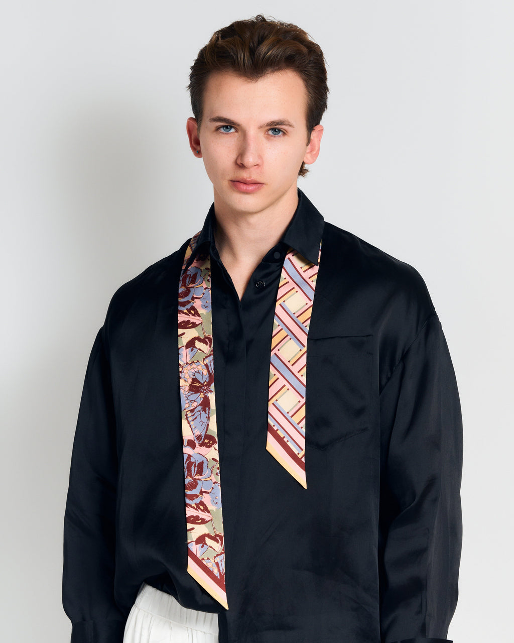 Lost Pattern x Leatherology Silk Twill Skinny Scarf - Pastel