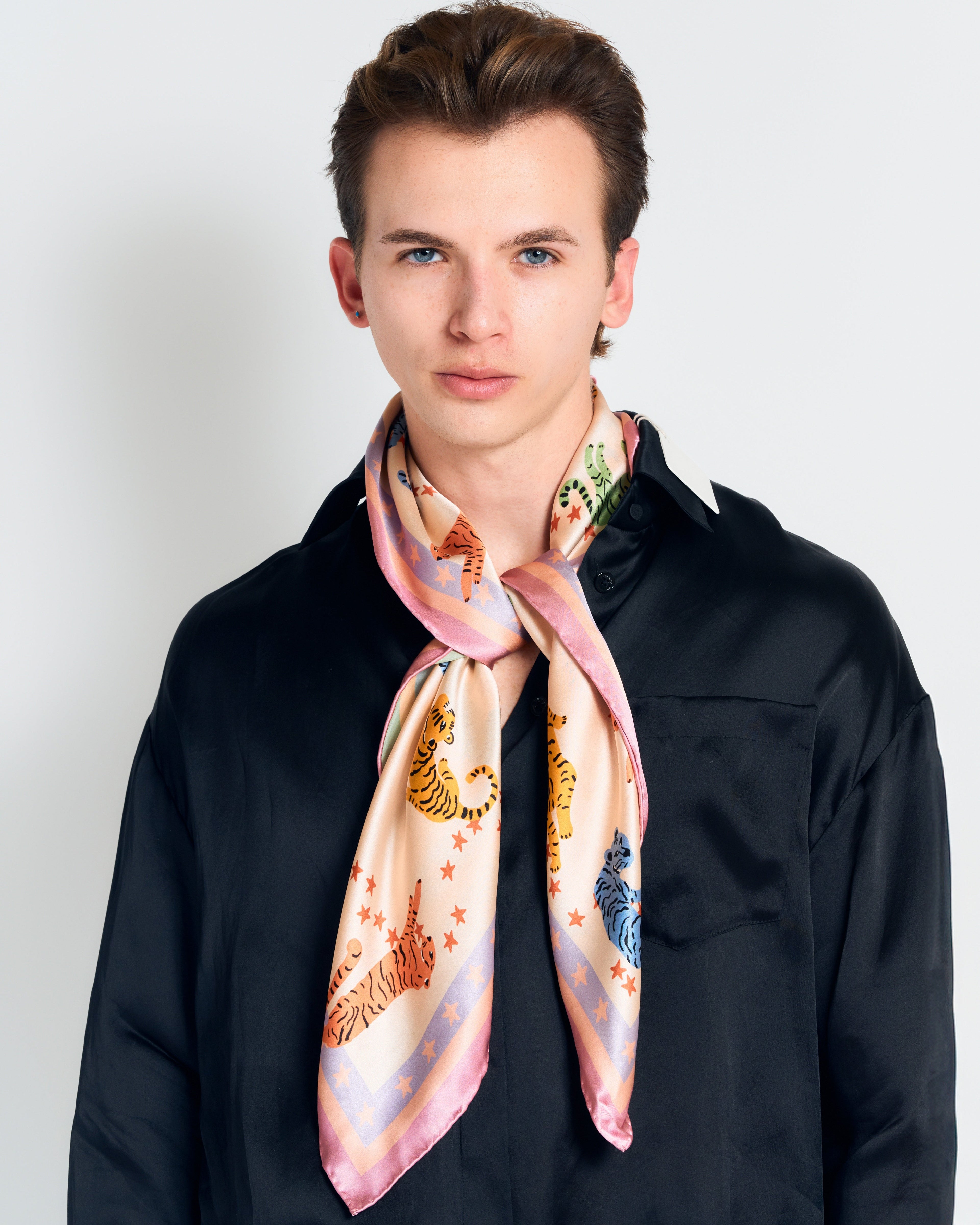 "Neon Tigers" Large Silk Scarf