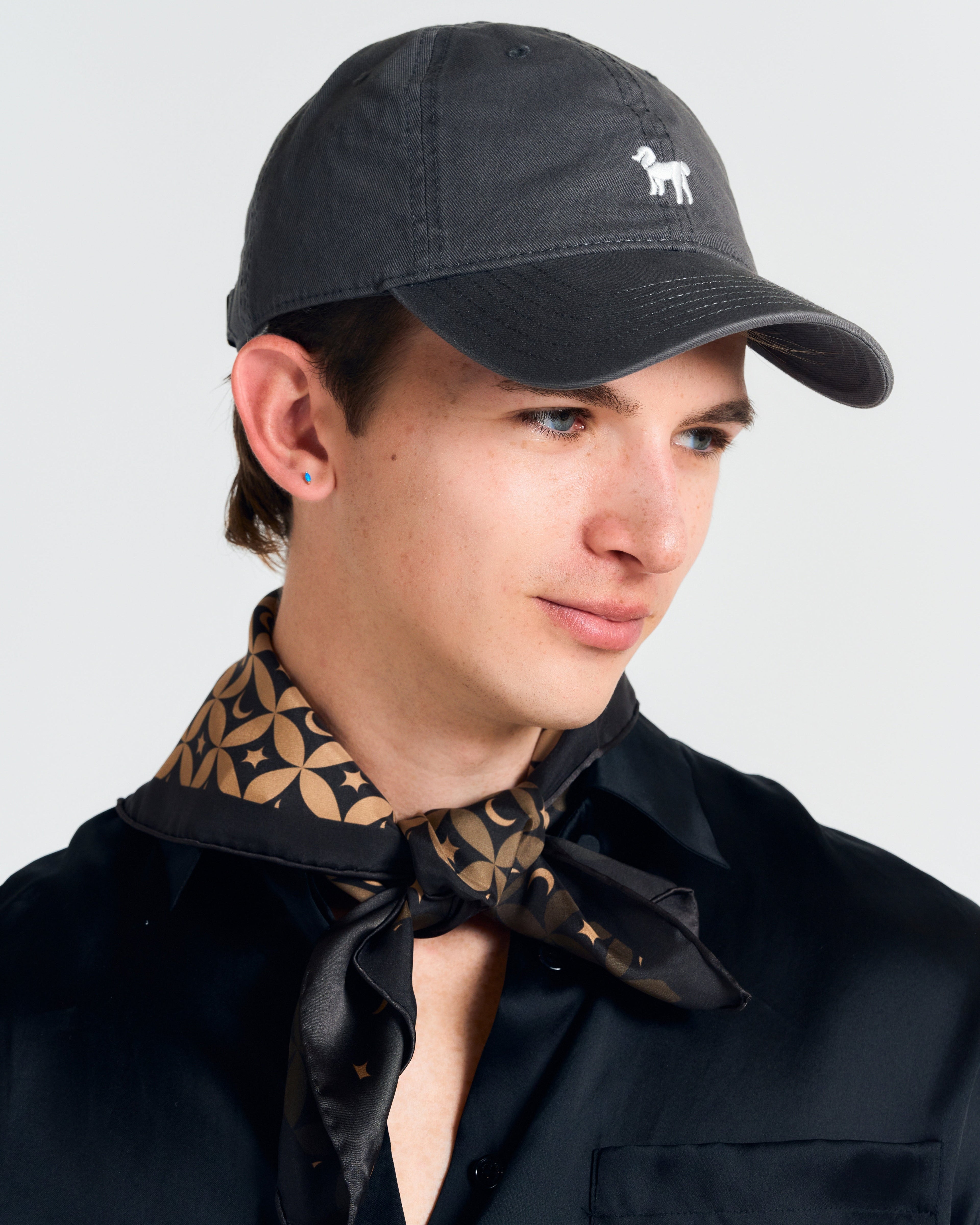 "Moonlit Stars" Silk Bandana Scarf - Black