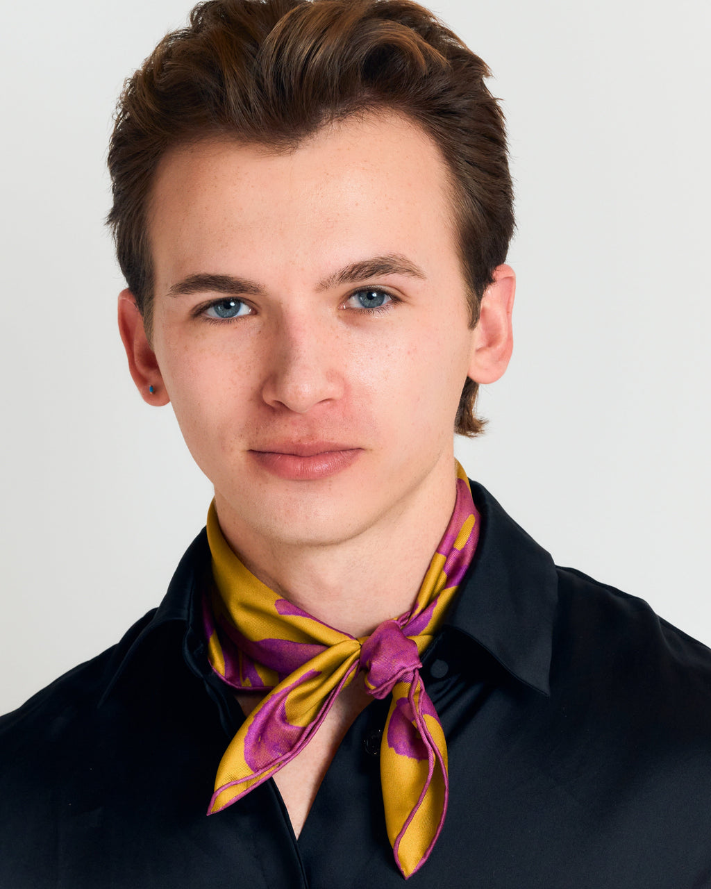 "Tropical Bliss" Silk Bandana Scarf - Golden Hour