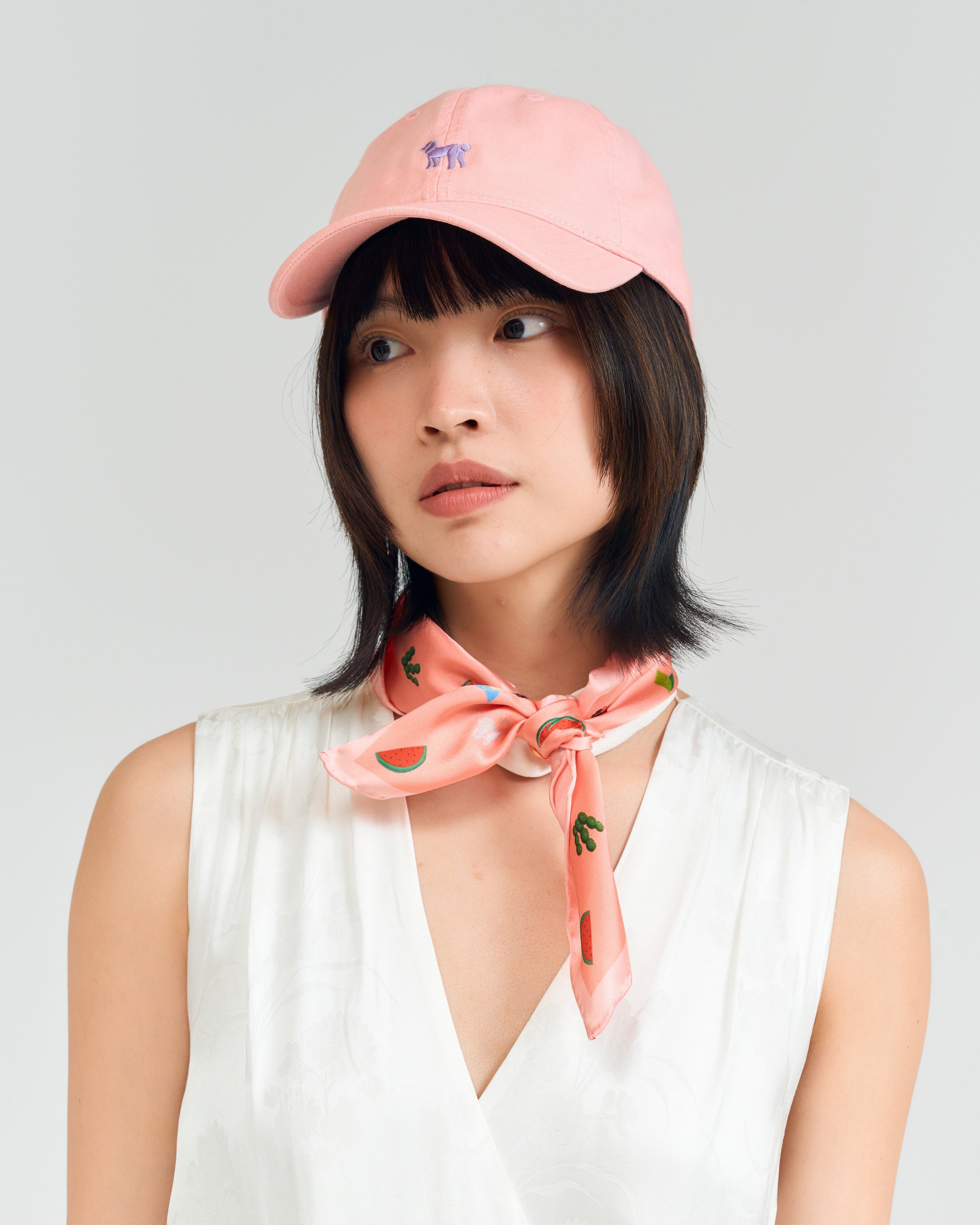 "Frida’s Desert Bloom" Silk Bandana Scarf - Pink