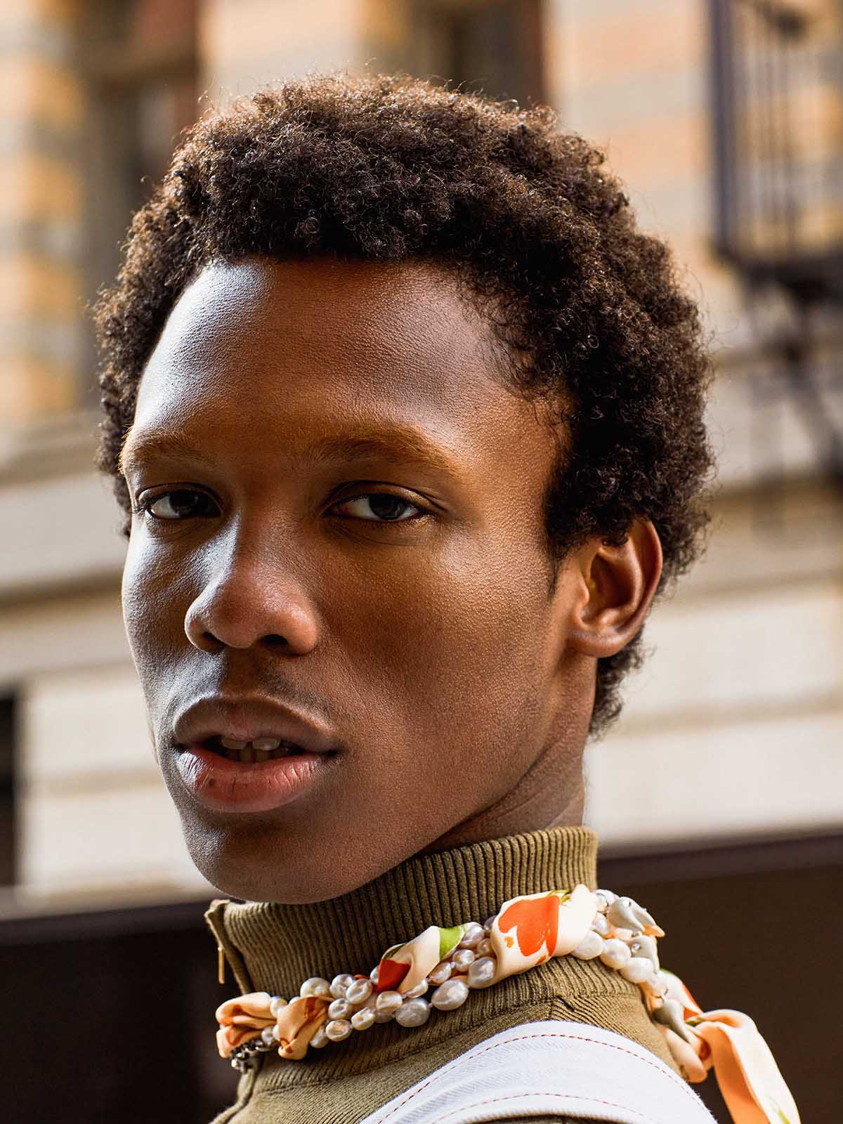 "Tulip" Silk Skinny Scarf - Apricot