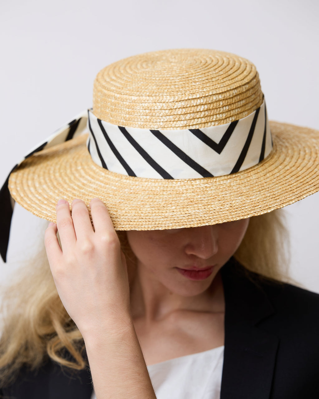 "La Marinière" Silk Skinny Scarf - Black & White