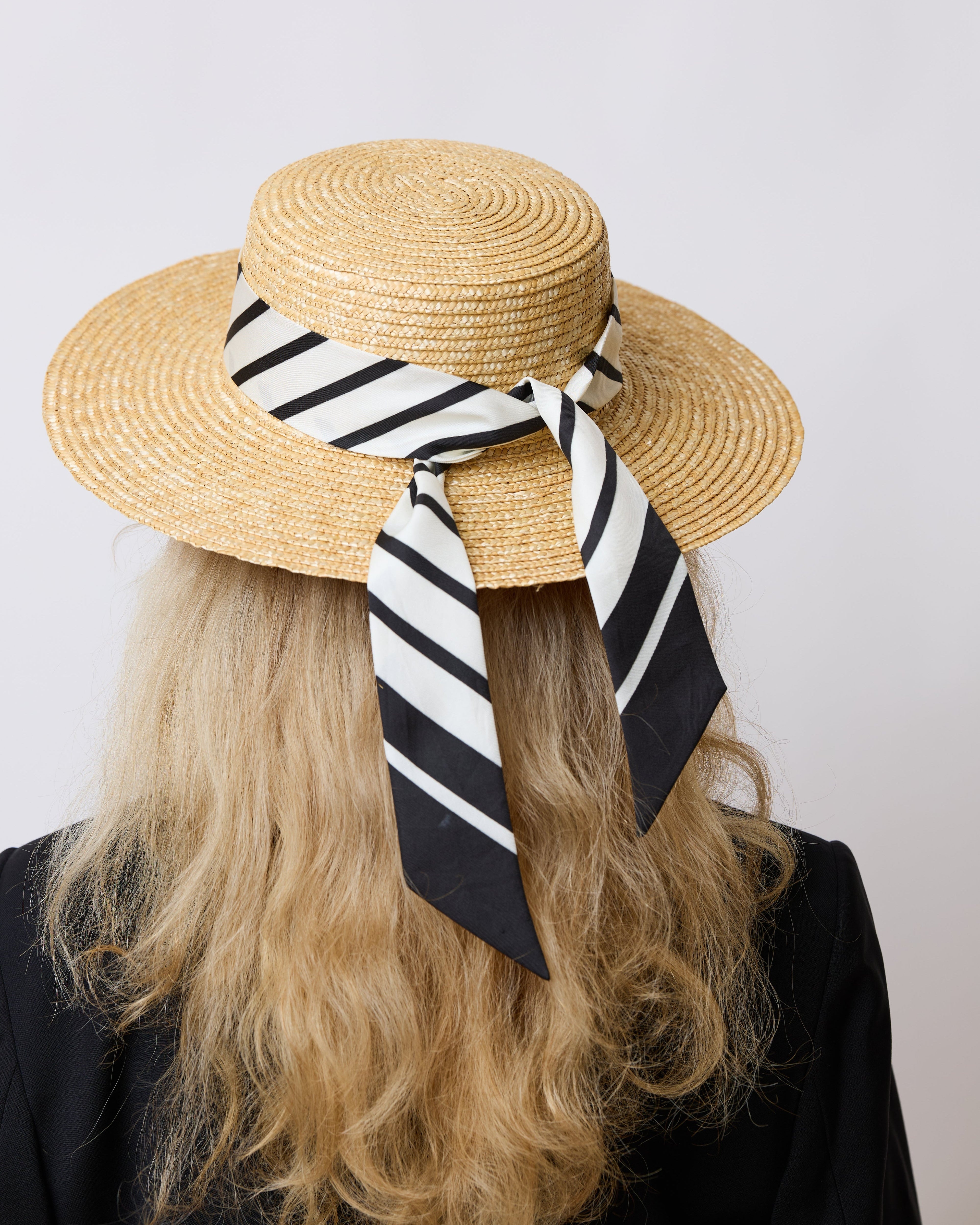 "La Marinière" Silk Skinny Scarf - Black & White