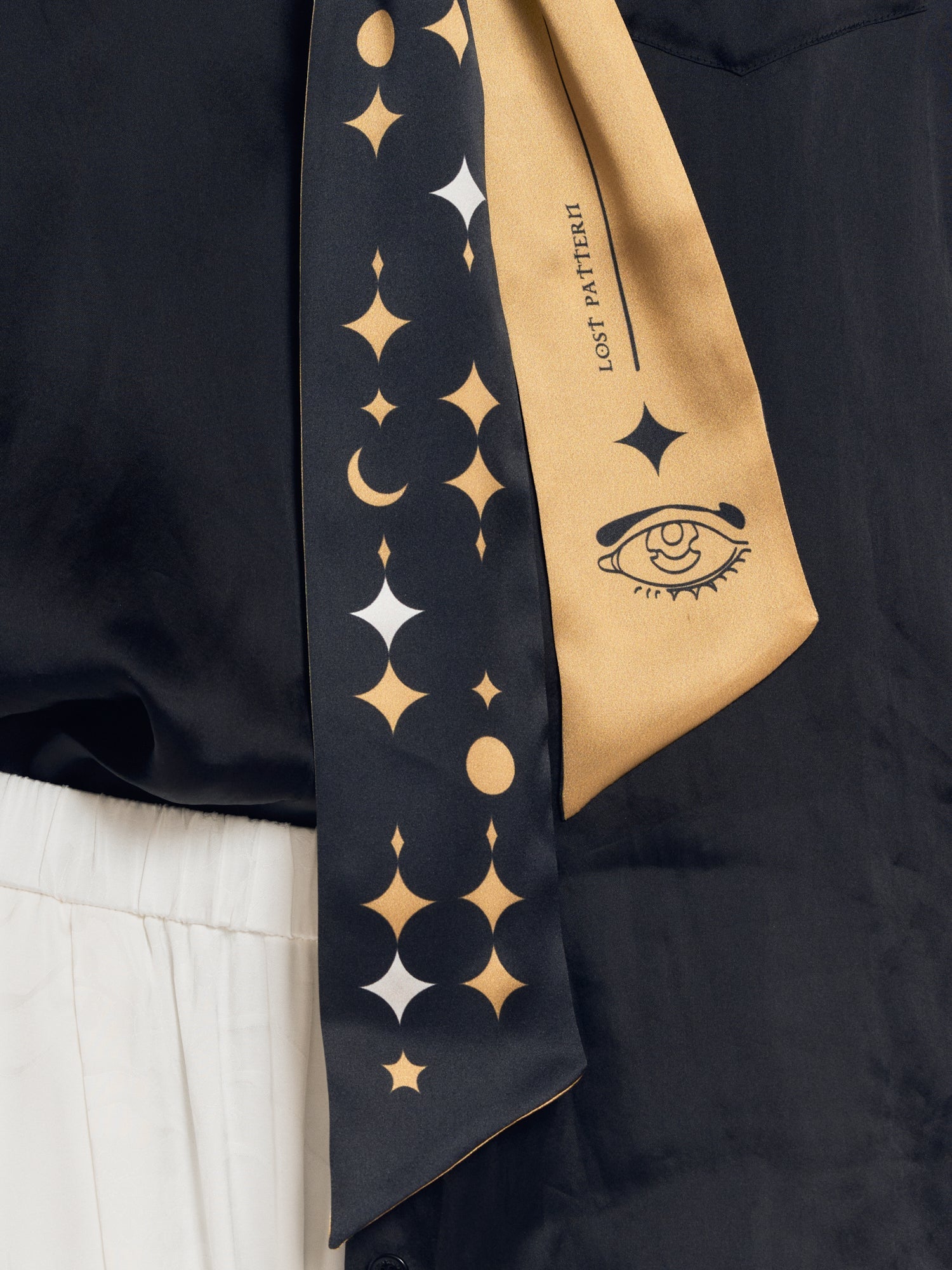 "Moonlit Stars" Silk Neck Bow Scarf