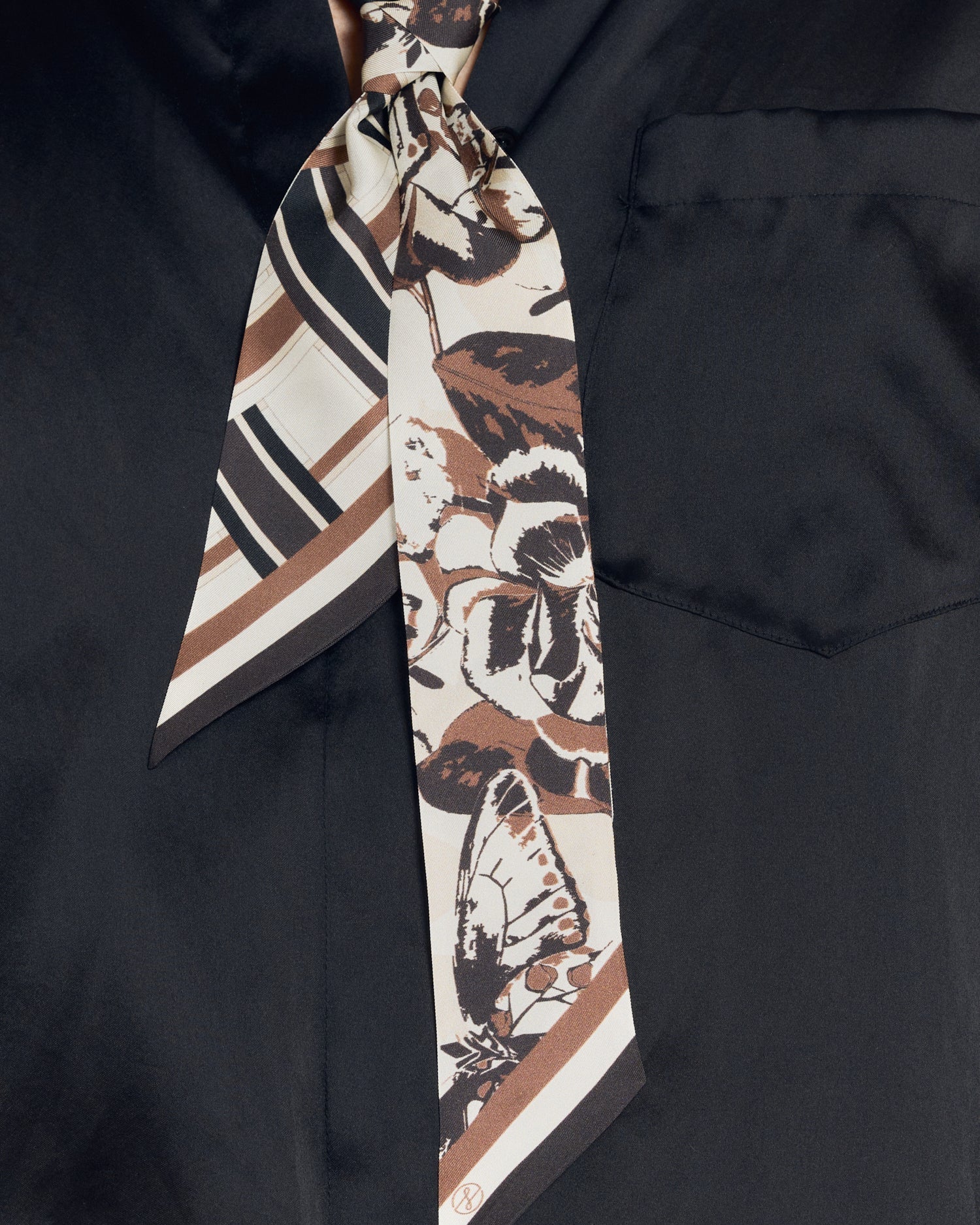 Lost Pattern x Leatherology Silk Twill Skinny Scarf - Neutral