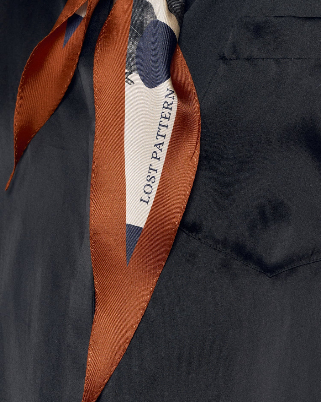 "Noir Floral" Silk Diamond Neckerchief