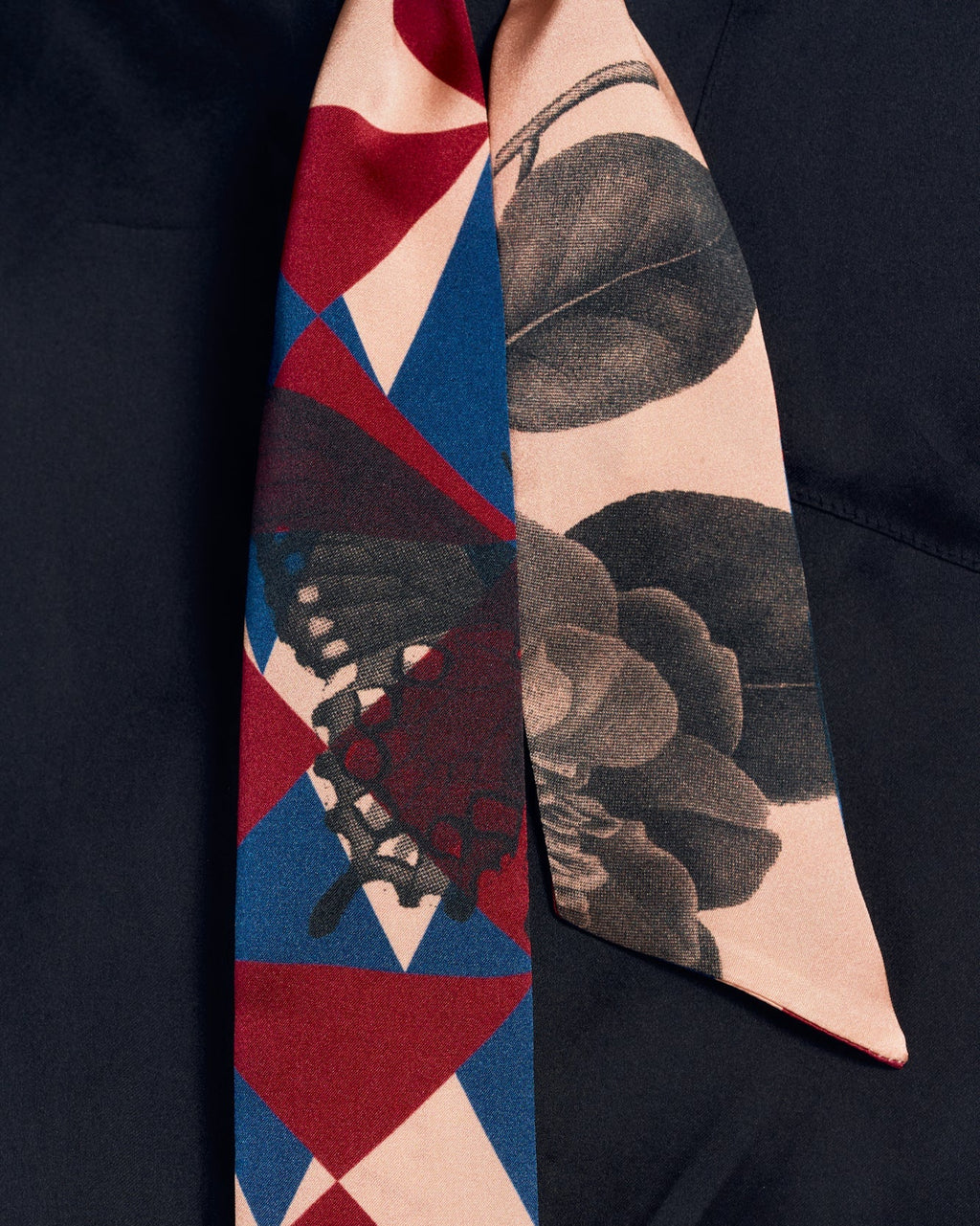 "Prism" Silk Skinny Scarf - Crimson Red