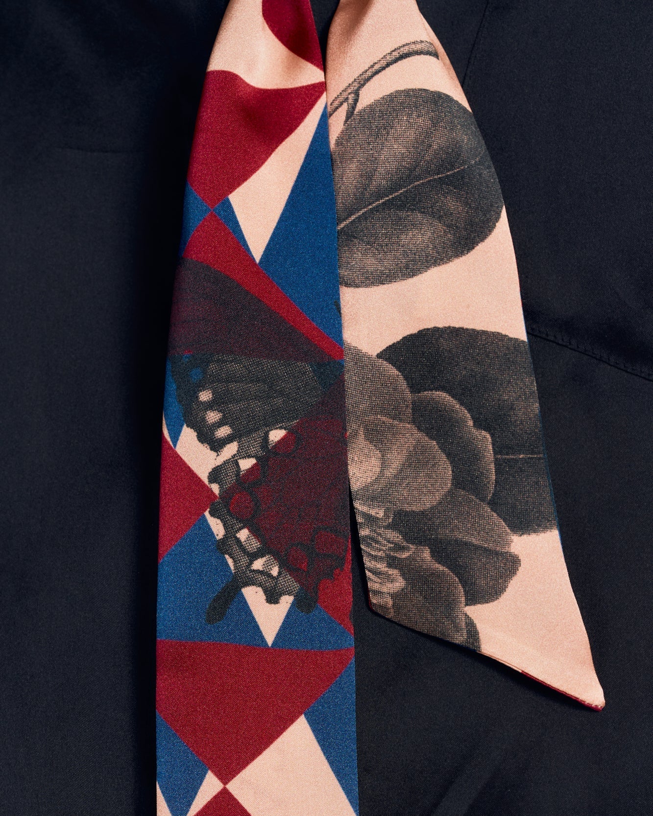 "Prism" Silk Skinny Scarf - Crimson Red