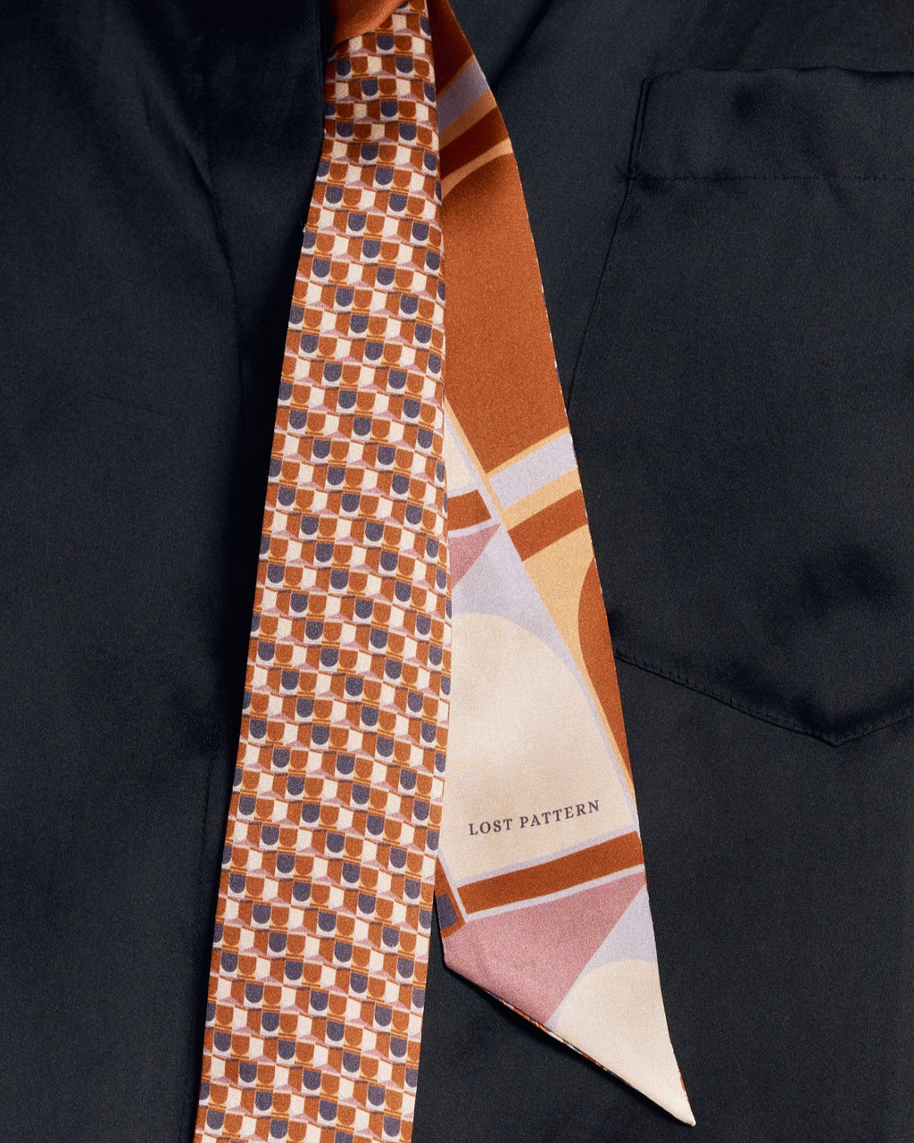 "Modular" Silk Skinny Scarf - Orange