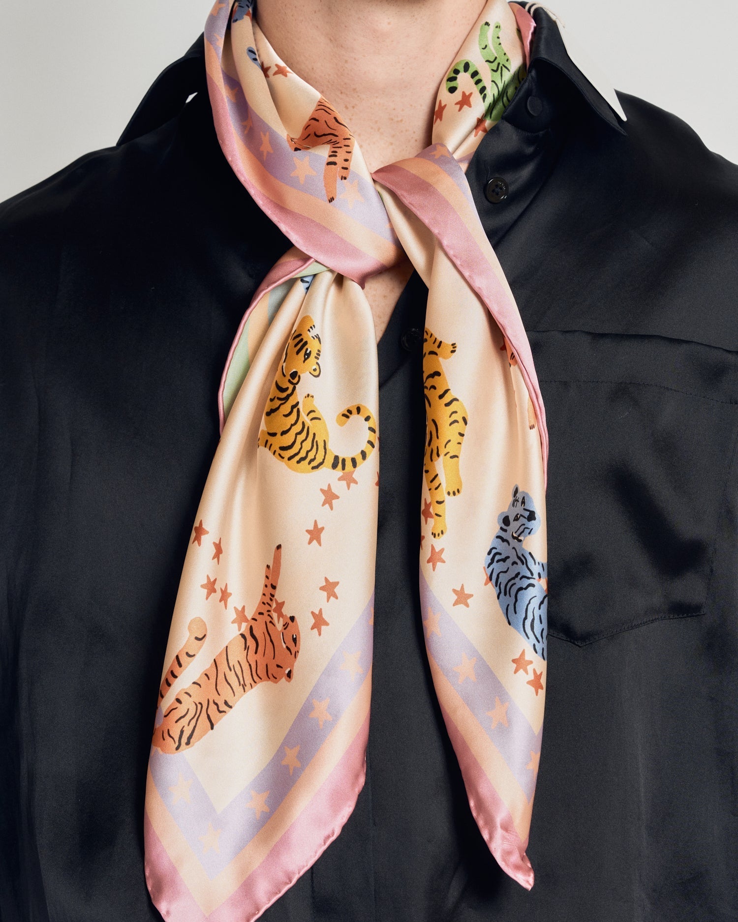 "Neon Tigers" Large Silk Scarf