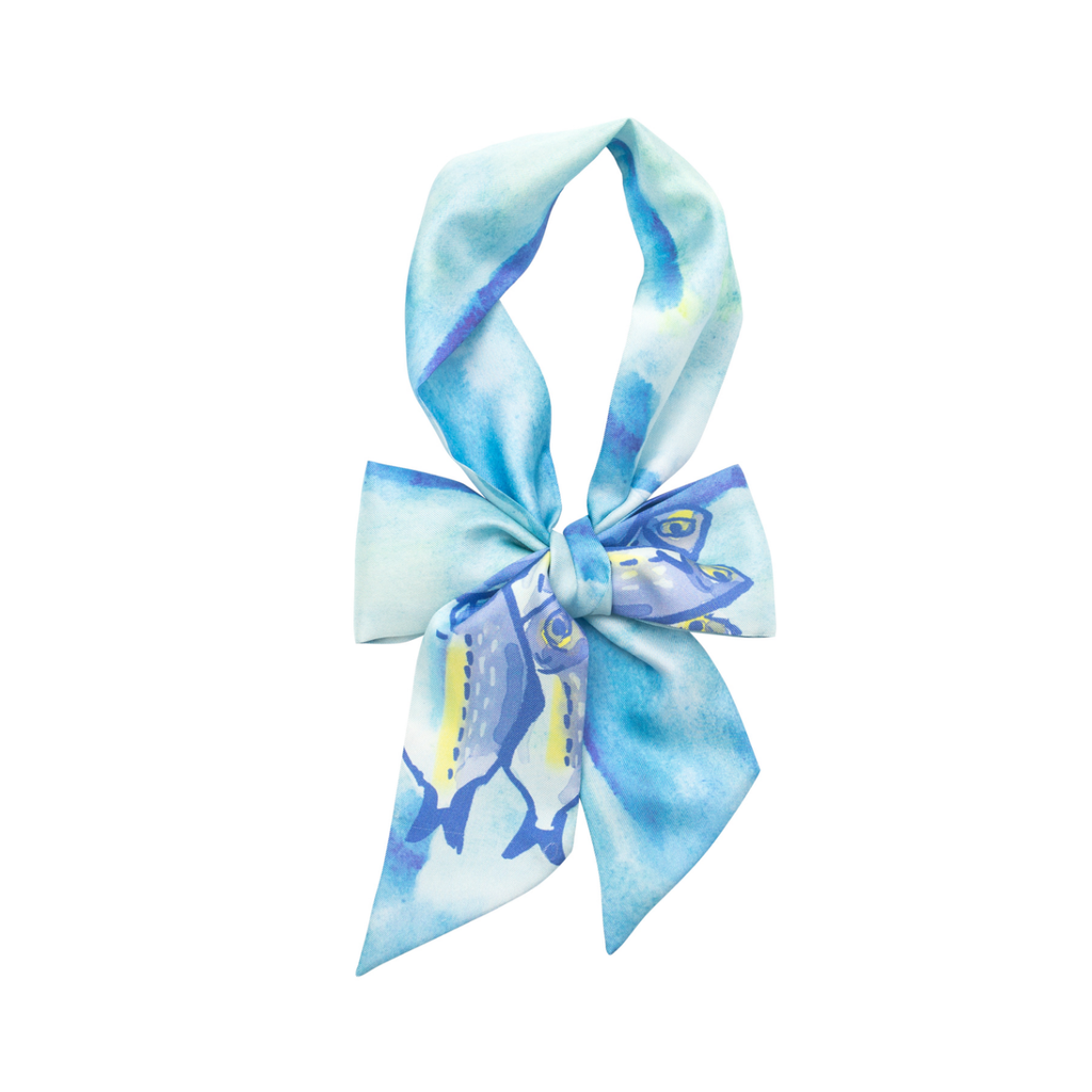 ”Blue Fin“ Silk Skinny Scarf