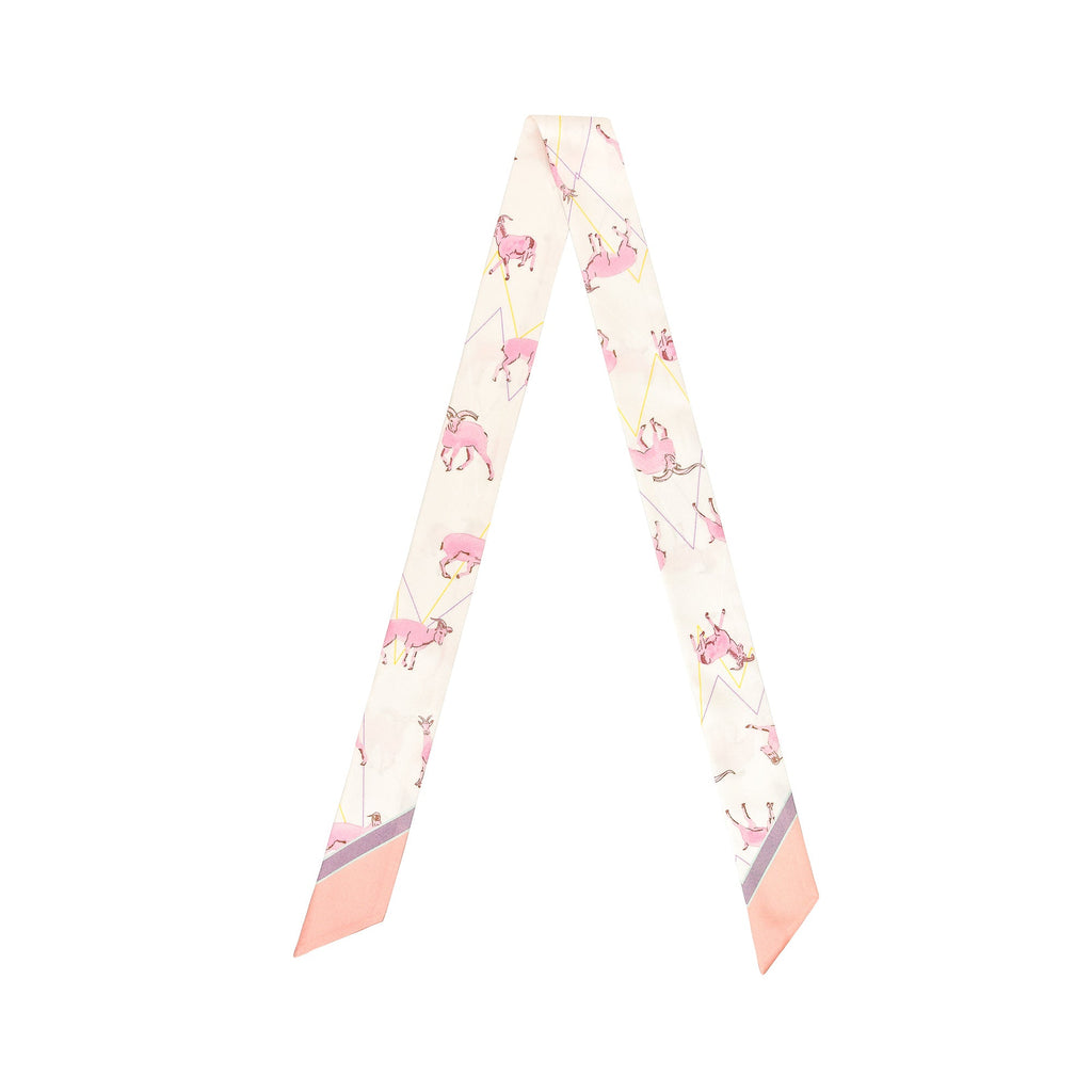 ”Antelope“ Silk Skinny Scarf - Pink