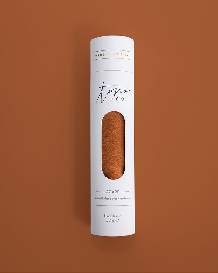 'The Classic' Washable Silk Scarf in Rust