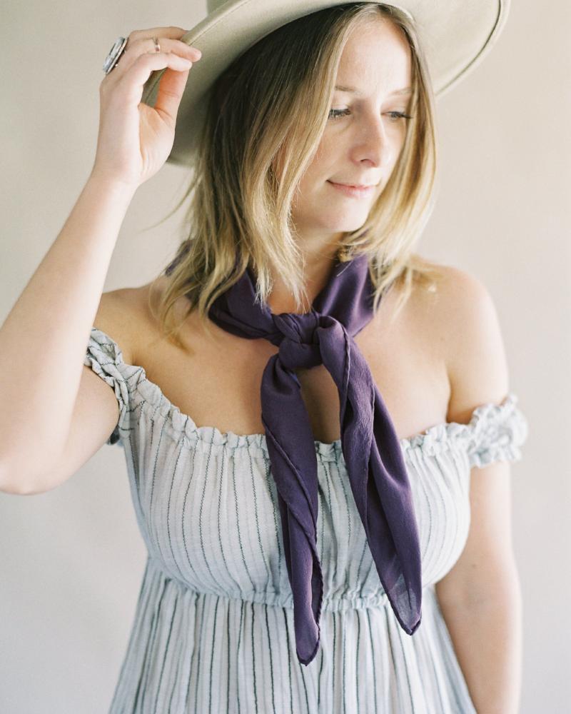 'The Classic' Washable Silk Scarf in Aubergine