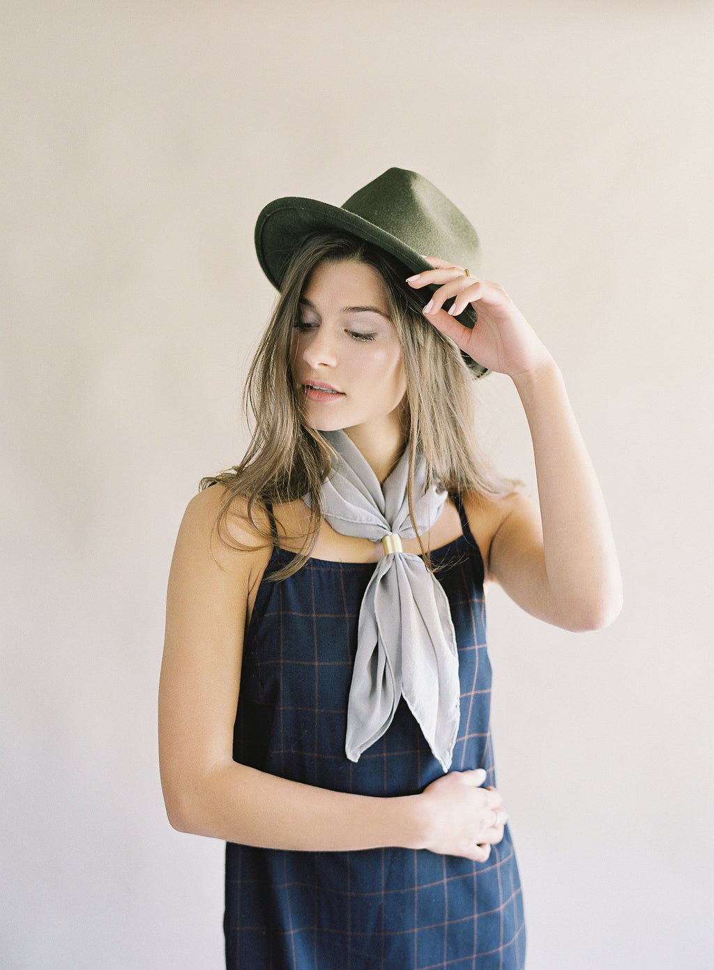 'The Classic' Washable Silk Scarf in Stone