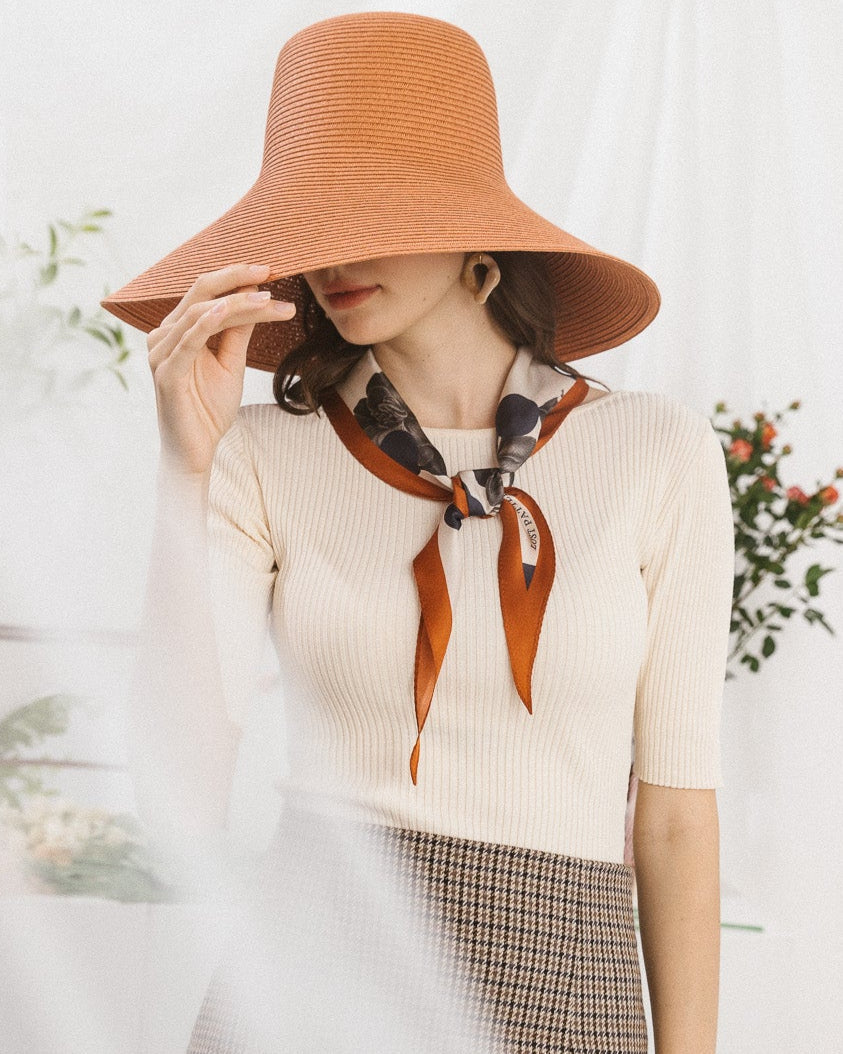 "Noir Floral" Silk Diamond Neckerchief