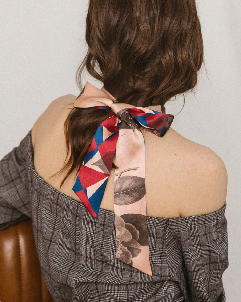 "Prism" Silk Skinny Scarf - Crimson Red