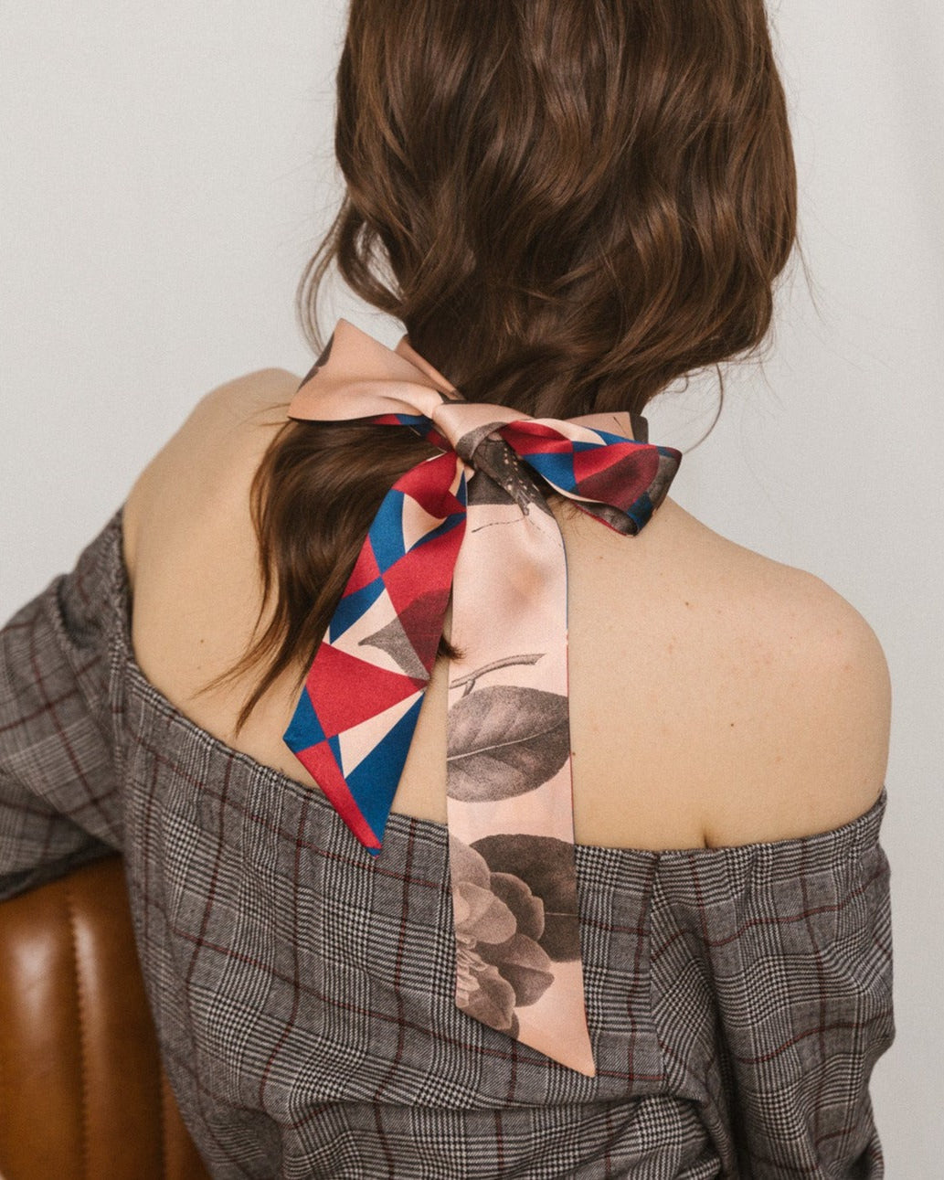 "Prism" Silk Skinny Scarf - Crimson Red