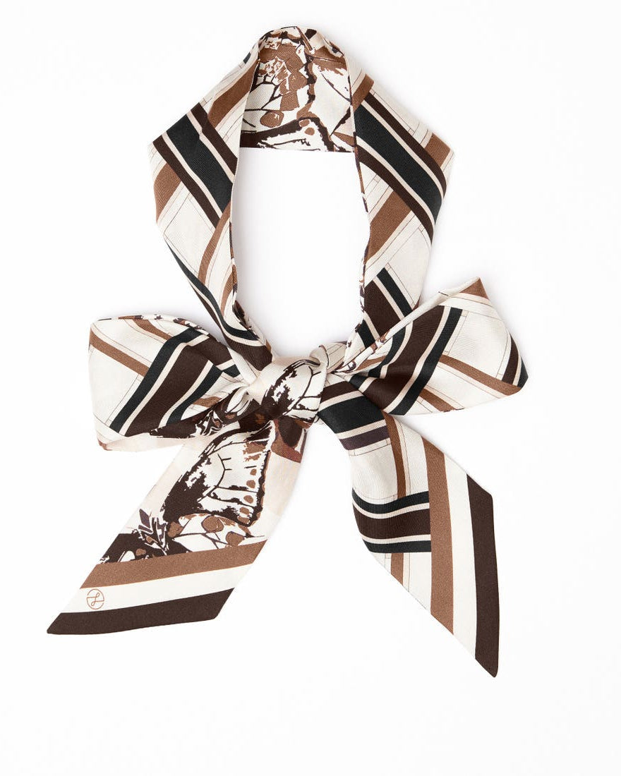 Lost Pattern x Leatherology Silk Twill Skinny Scarf - Neutral - Neutral - LOST PATTERN Silk Skinny Scarf