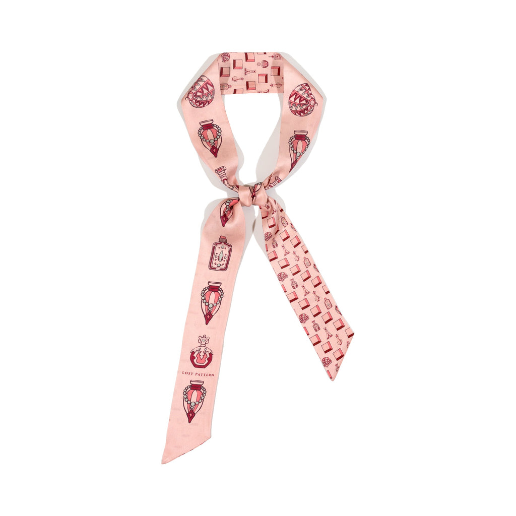 “Amora” Silk Skinny Scarf - Pink