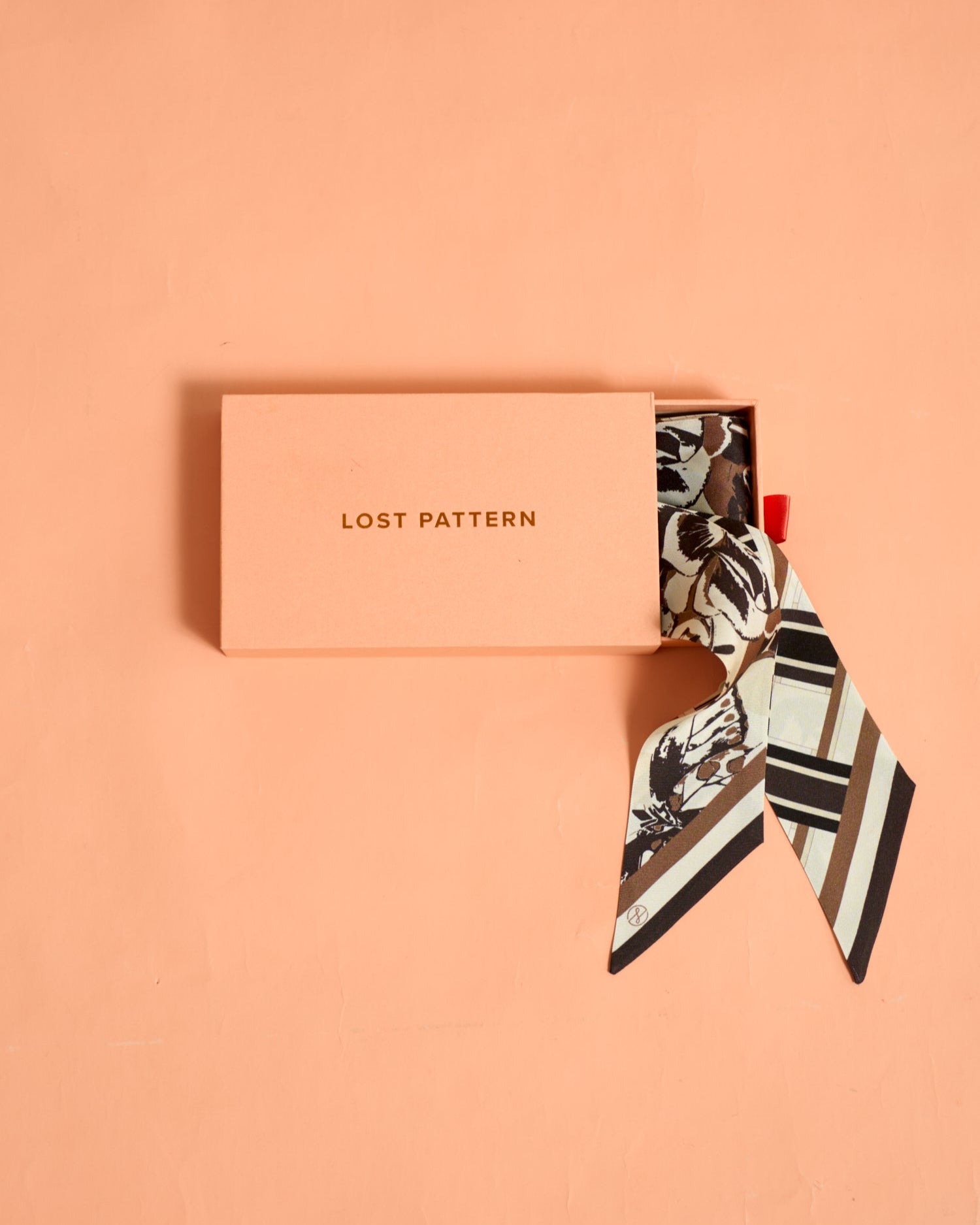 Lost Pattern x Leatherology Silk Twill Skinny Scarf - Neutral