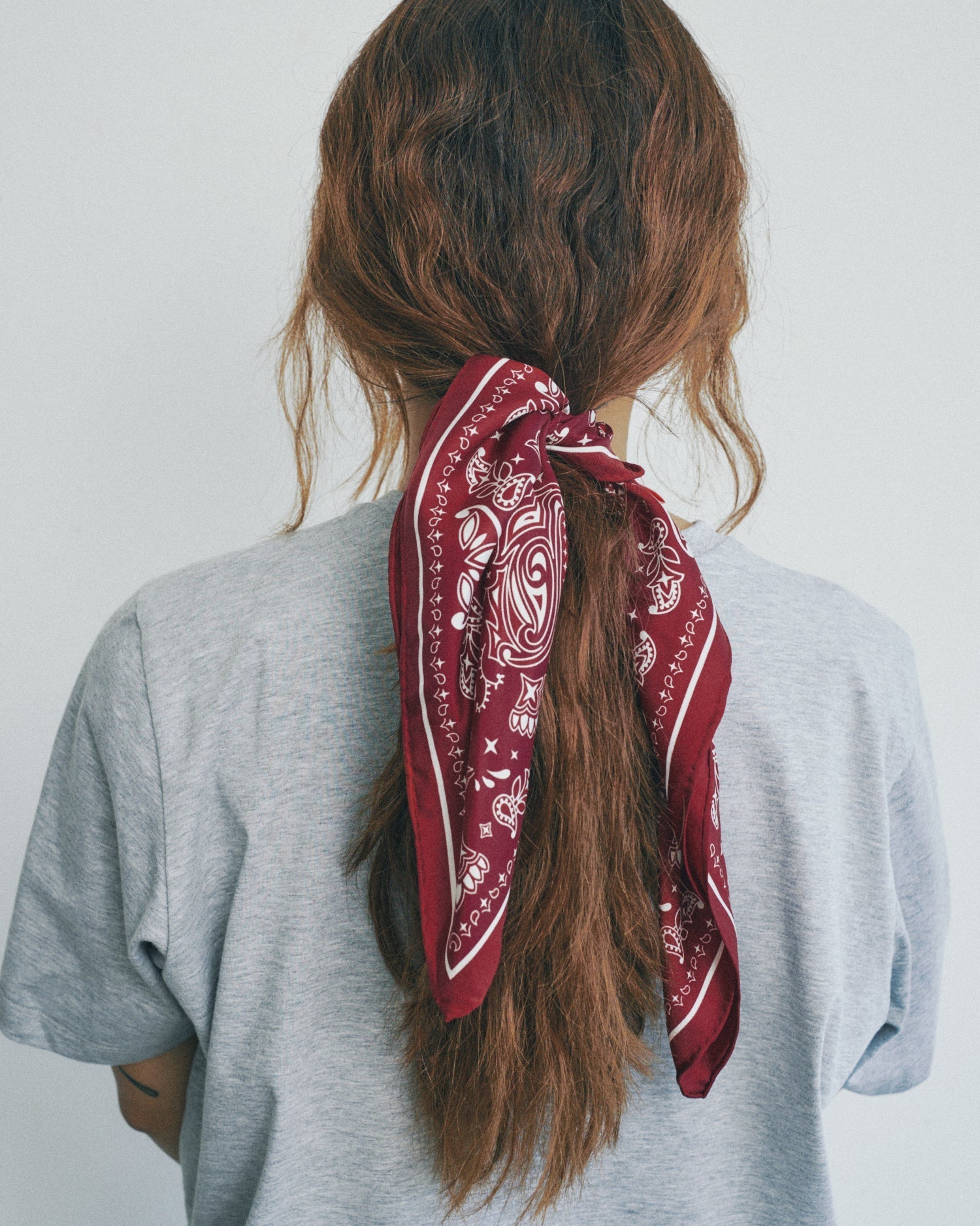 “Paisley" Silk Bandana Scarf - Rodeo Red