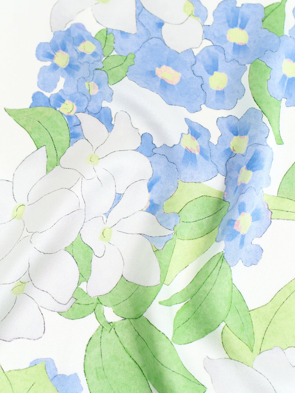 "Rosebay" Silk Bandana Scarf - Silver & Blue