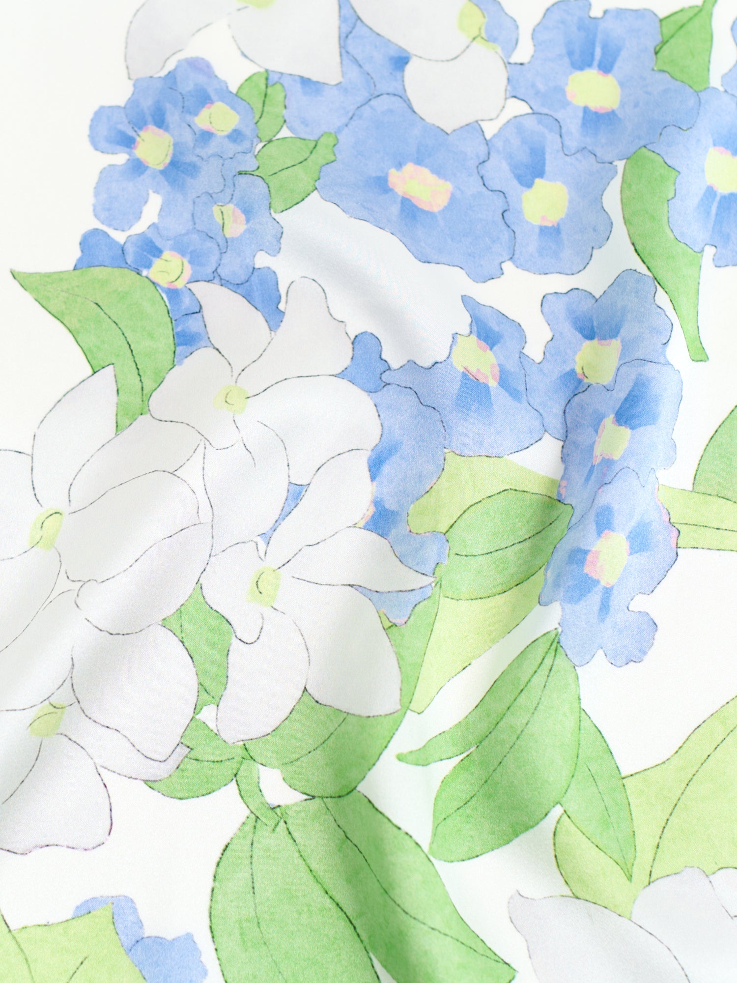 "Rosebay" Silk Bandana Scarf - Silver & Blue