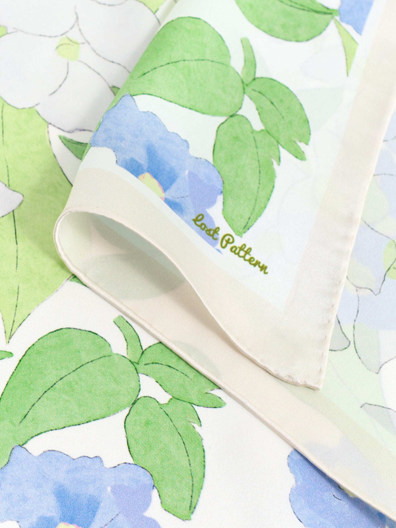 "Rosebay" Silk Bandana Scarf - Silver & Blue